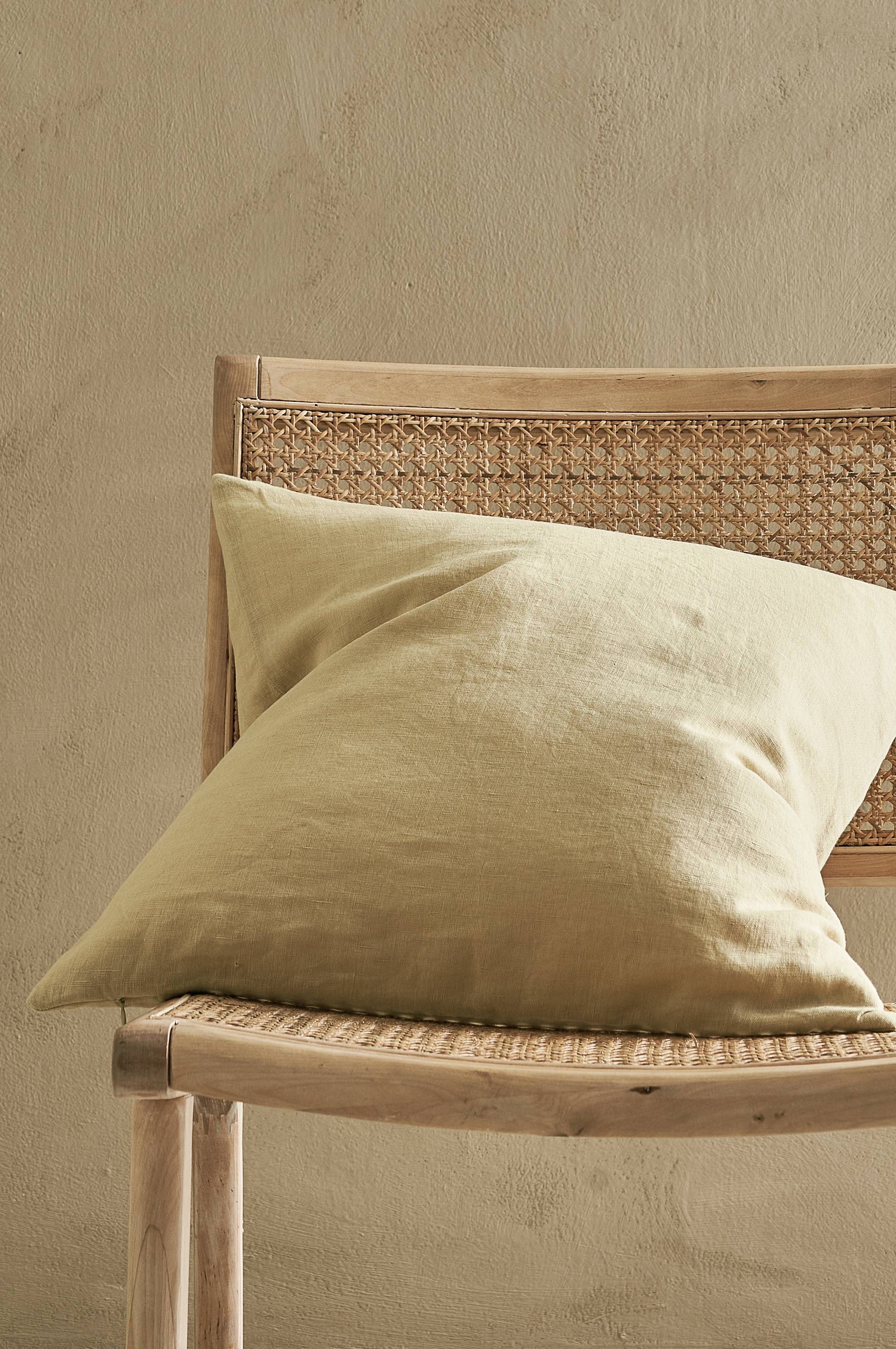 Putetrekk Candice Zip i vasket lin 50x50 cm