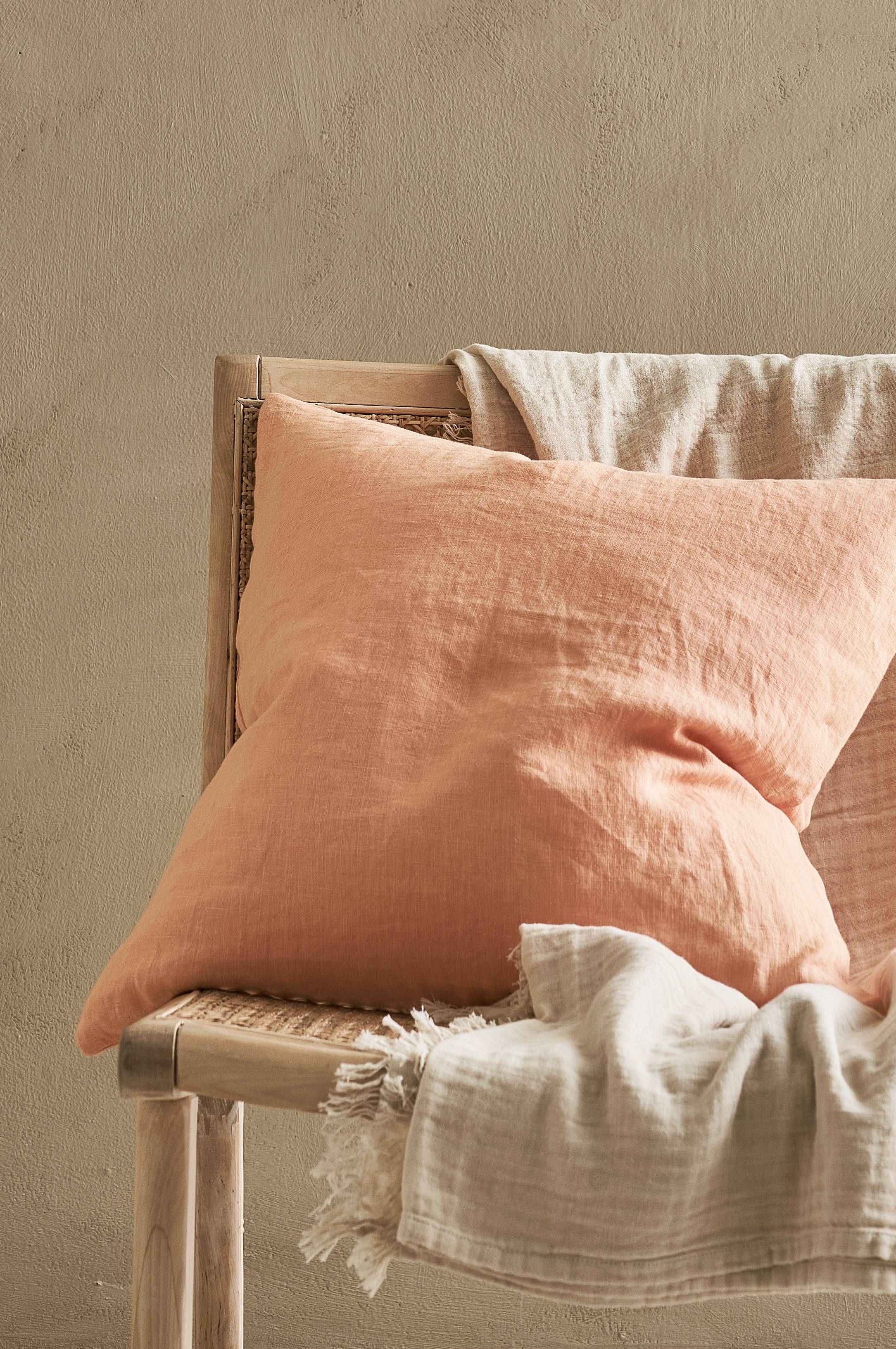 Putetrekk Candice Zip i vasket lin 50x50 cm