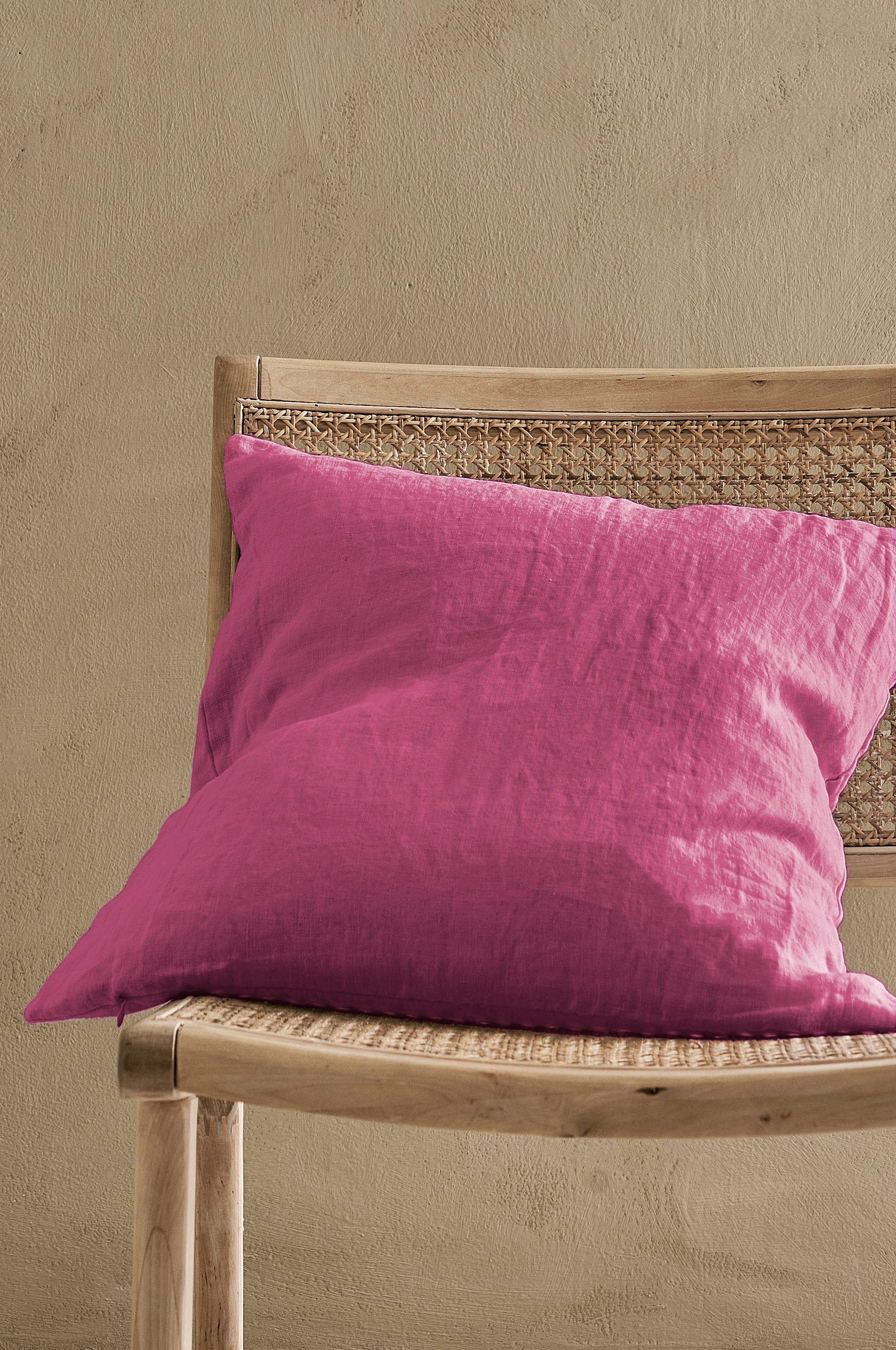 Putetrekk Candice Zip i vasket lin 50x50 cm