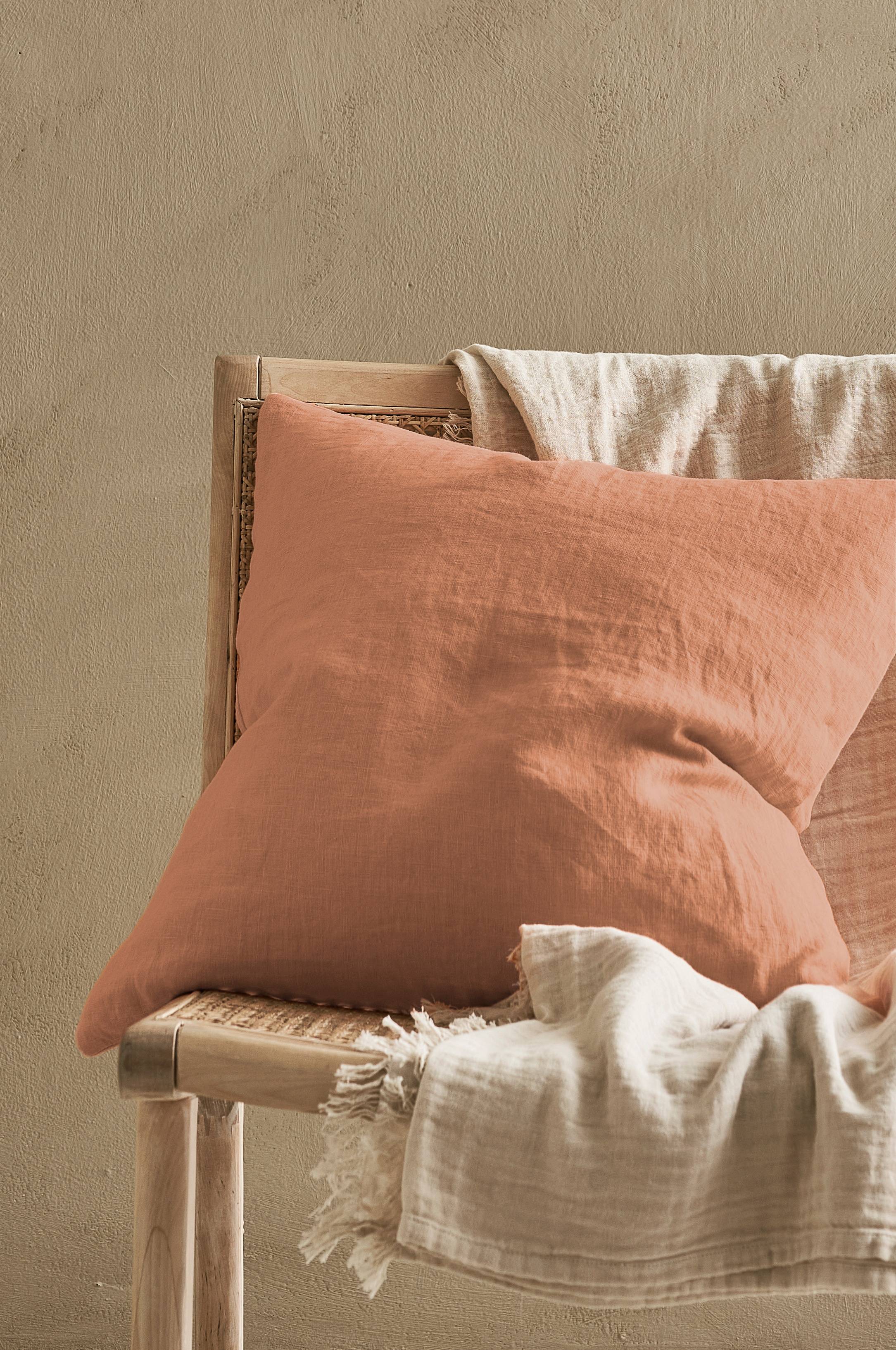 Putetrekk Candice Zip i vasket lin 50x50 cm