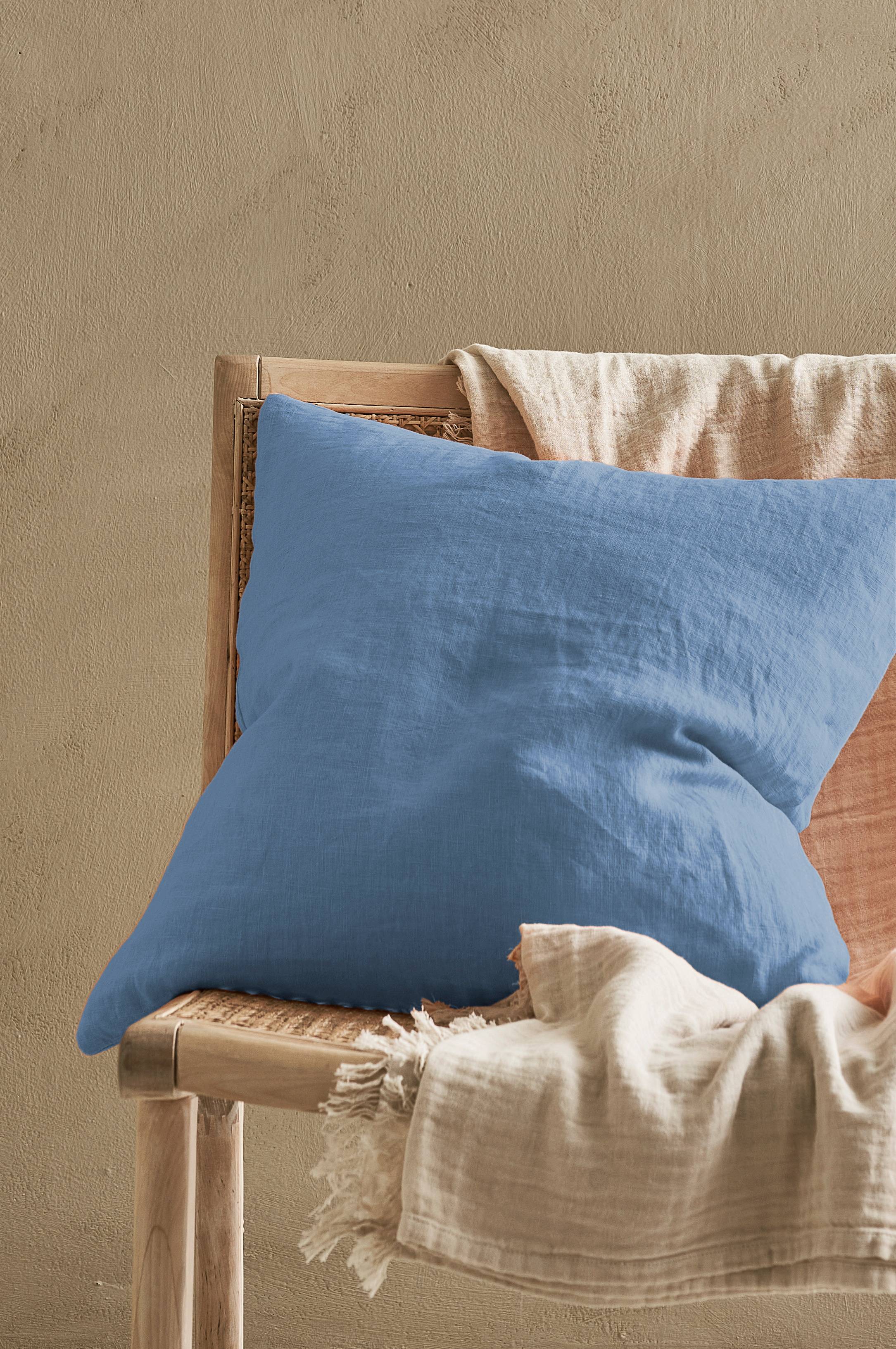 Putetrekk Candice Zip i vasket lin 50x50 cm