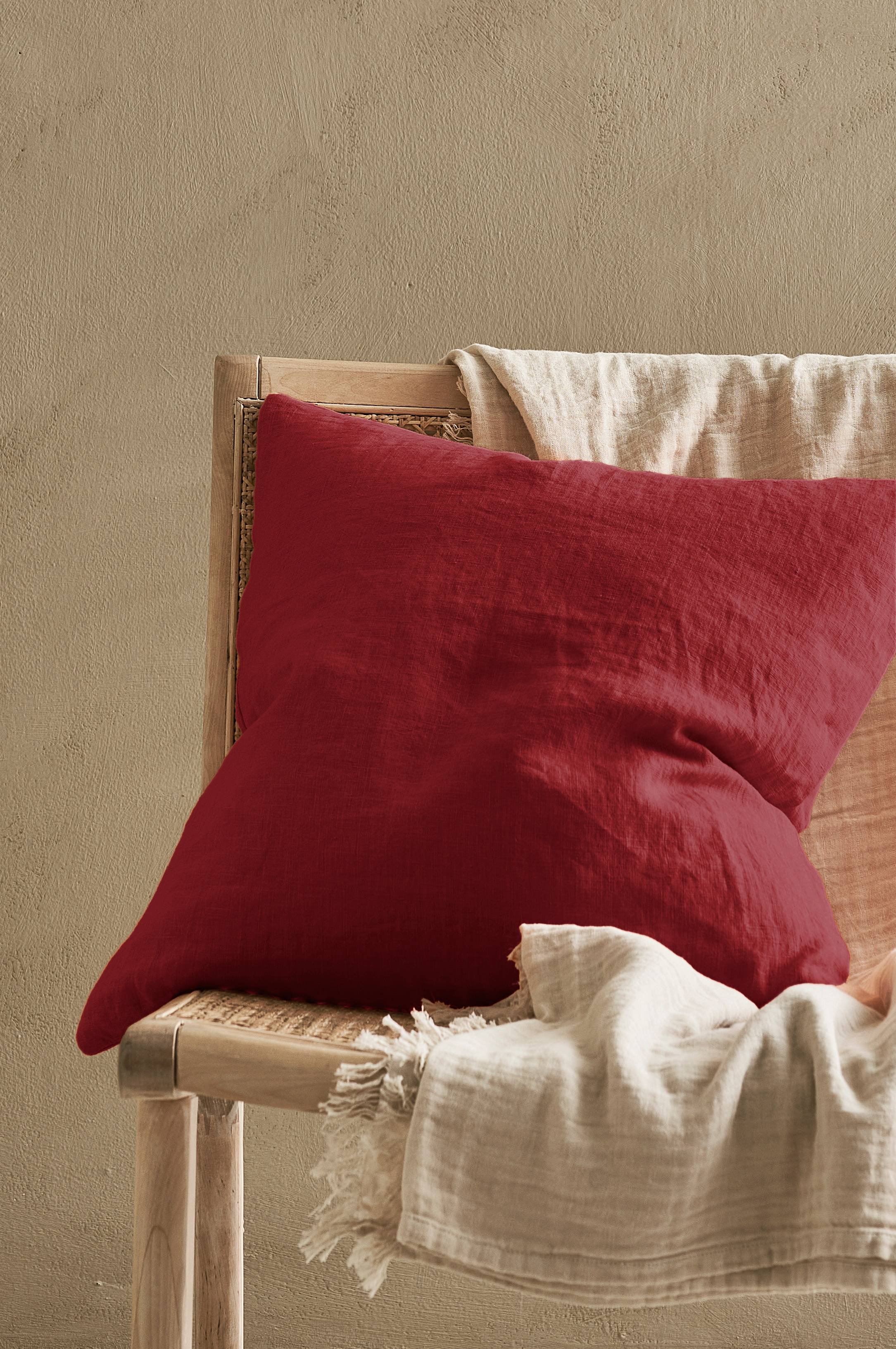 Putetrekk Candice Zip i vasket lin 50x50 cm