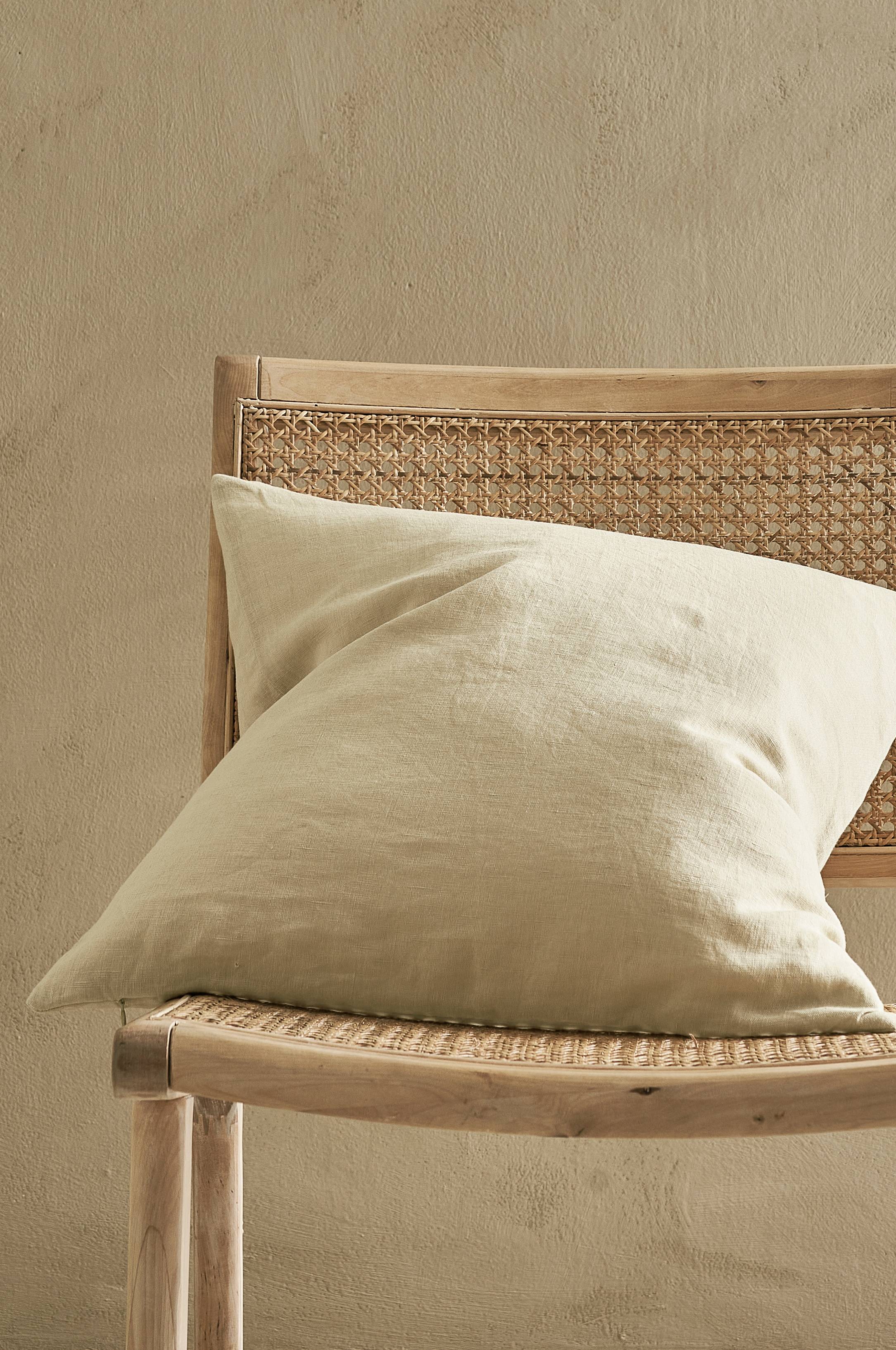 Putetrekk Candice Zip i vasket lin 50x50 cm