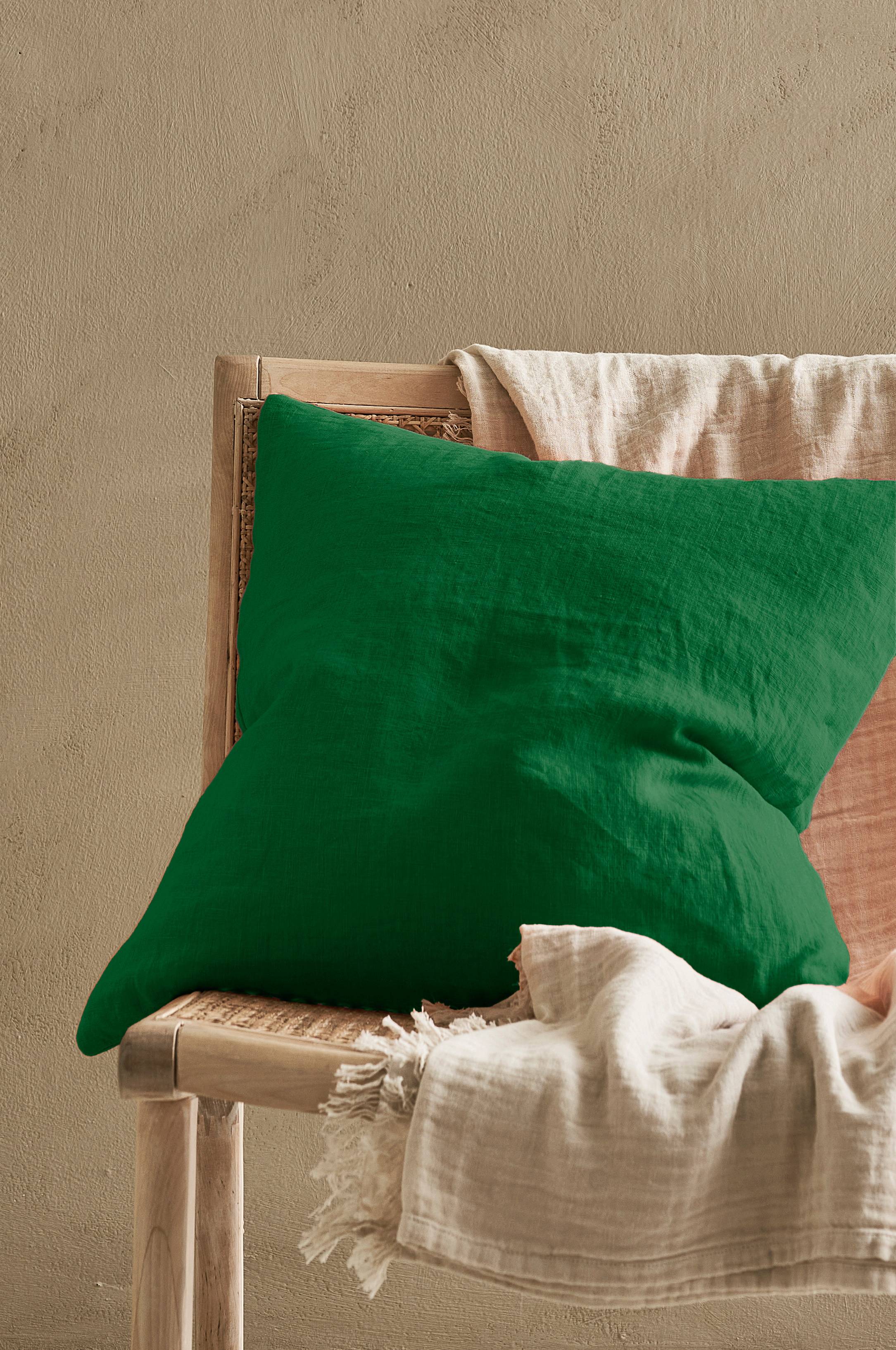 Putetrekk Candice Zip i vasket lin 50x50 cm