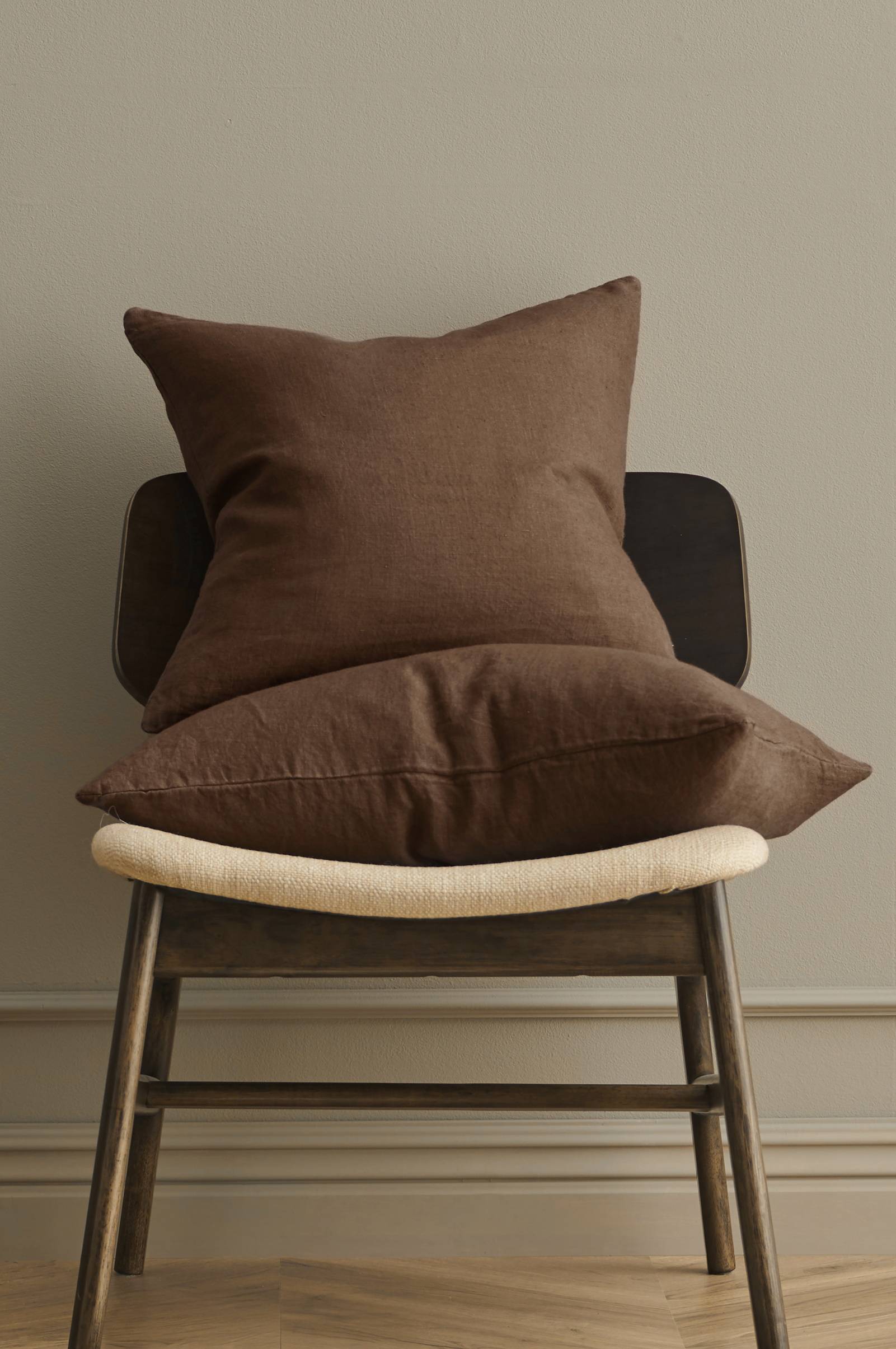 Putetrekk Candice Zip i vasket lin 50x50 cm