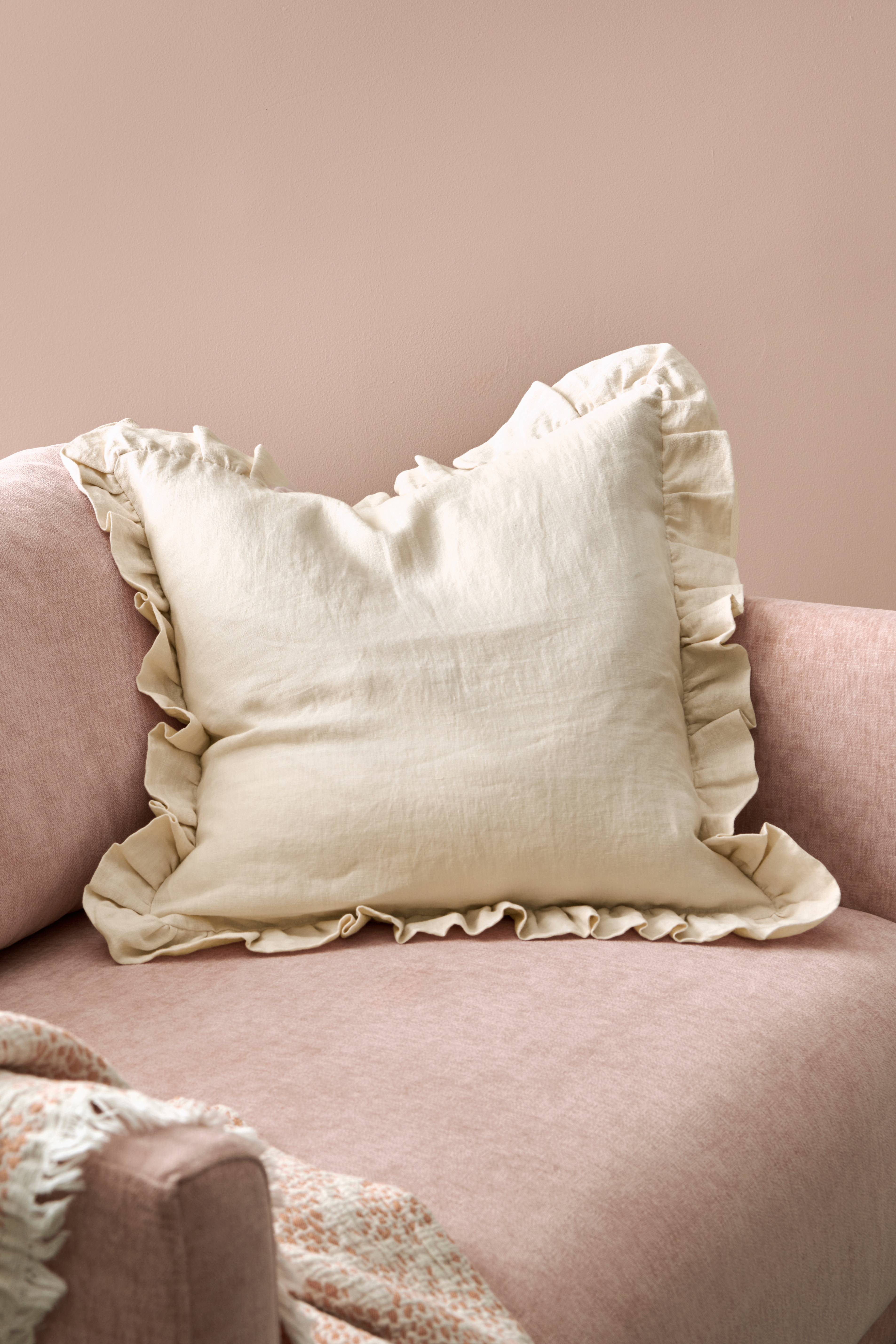 Putetrekk Candice Frill i vasket lin