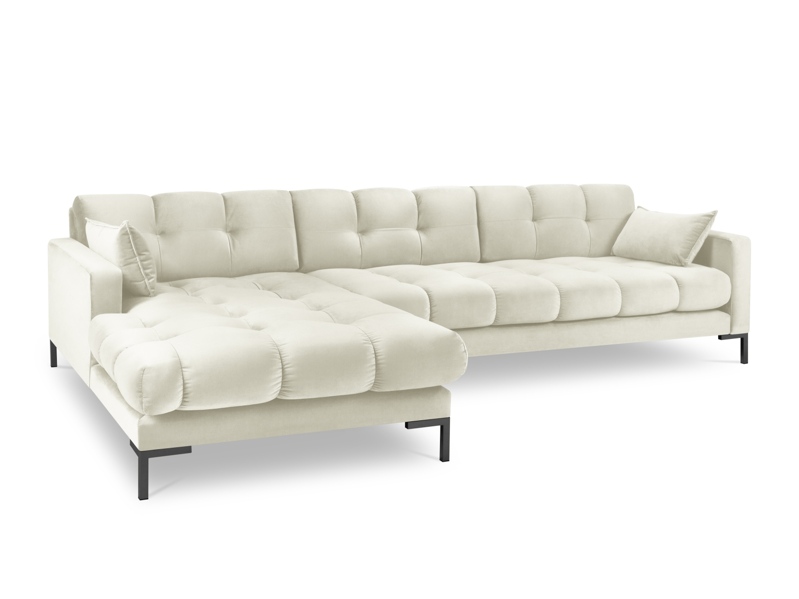Velvet Left Corner Sofa, "Mamaia", 5 Seats, 293x185x75