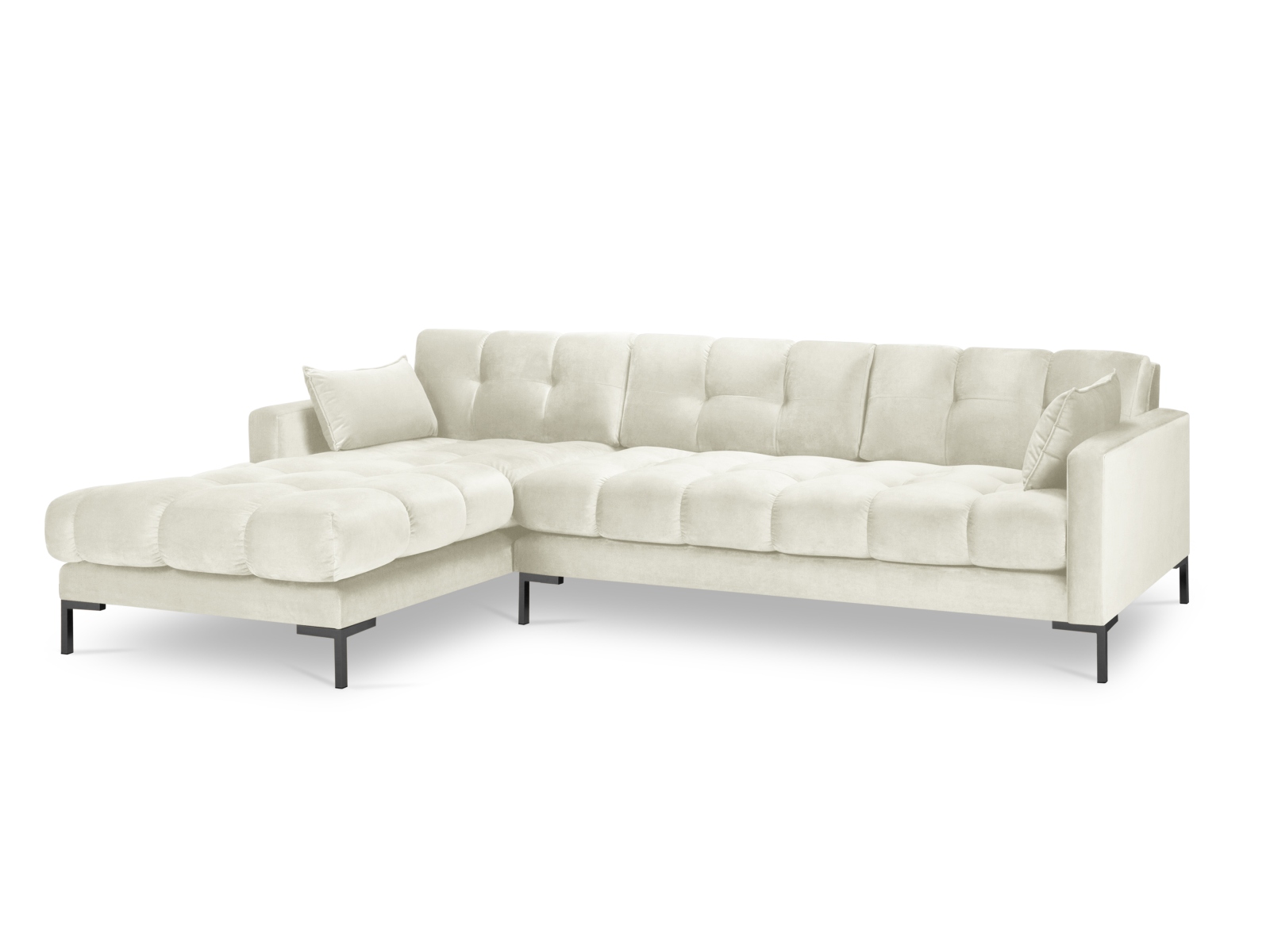 Velvet Left Corner Sofa, "Mamaia", 5 Seats, 293x185x75