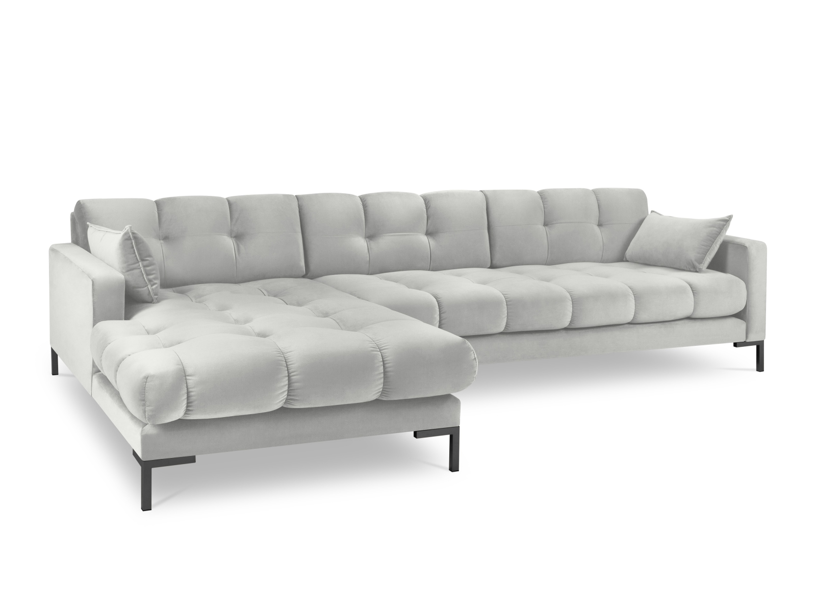 Velvet Left Corner Sofa, "Mamaia", 5 Seats, 293x185x75