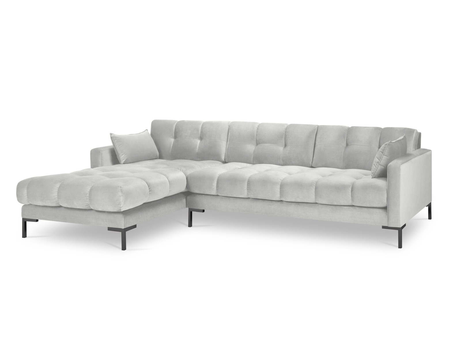 Velvet Left Corner Sofa, "Mamaia", 5 Seats, 293x185x75
