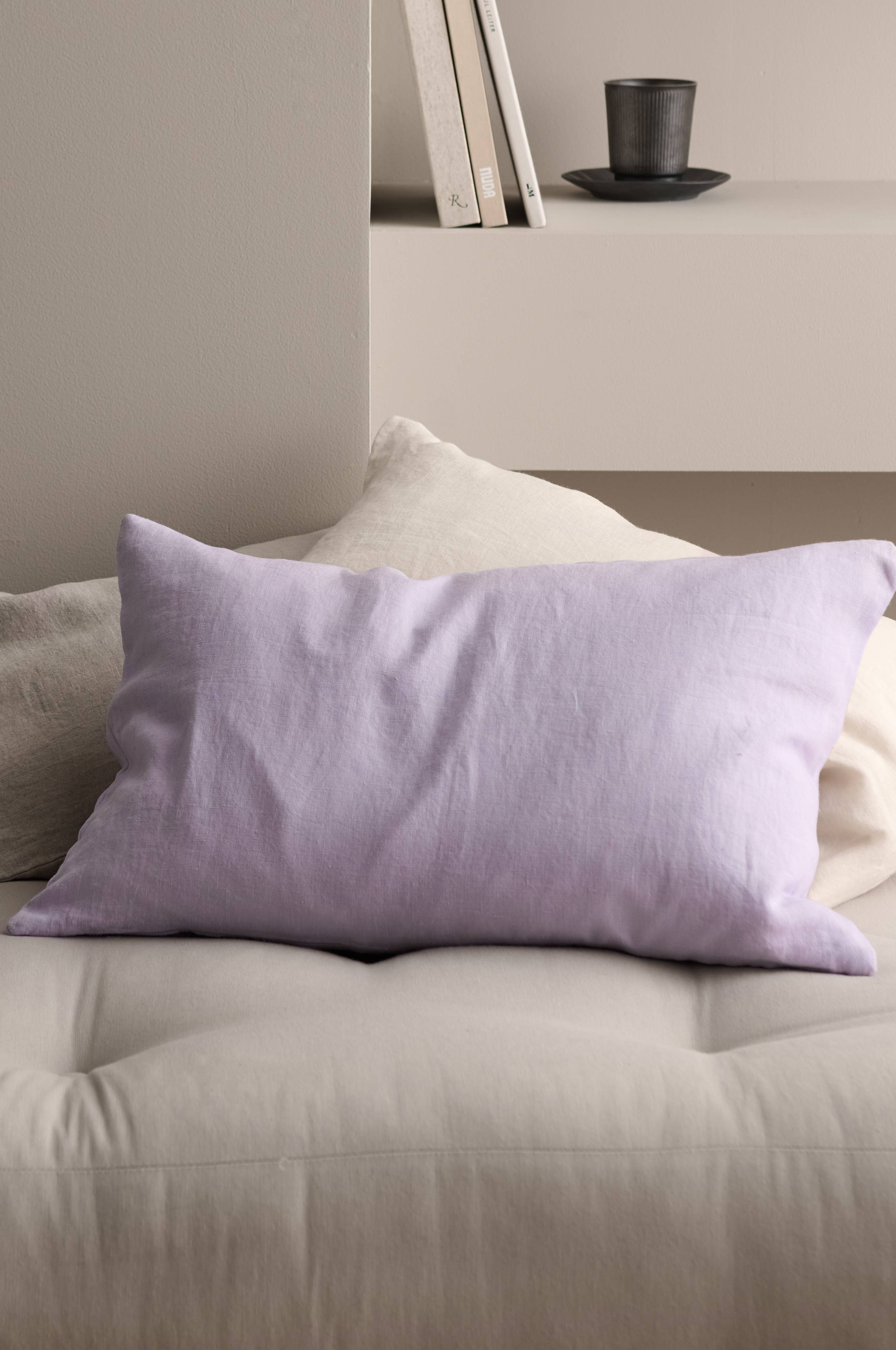 Putetrekk Candice Zip i vasket lin 40x60 cm