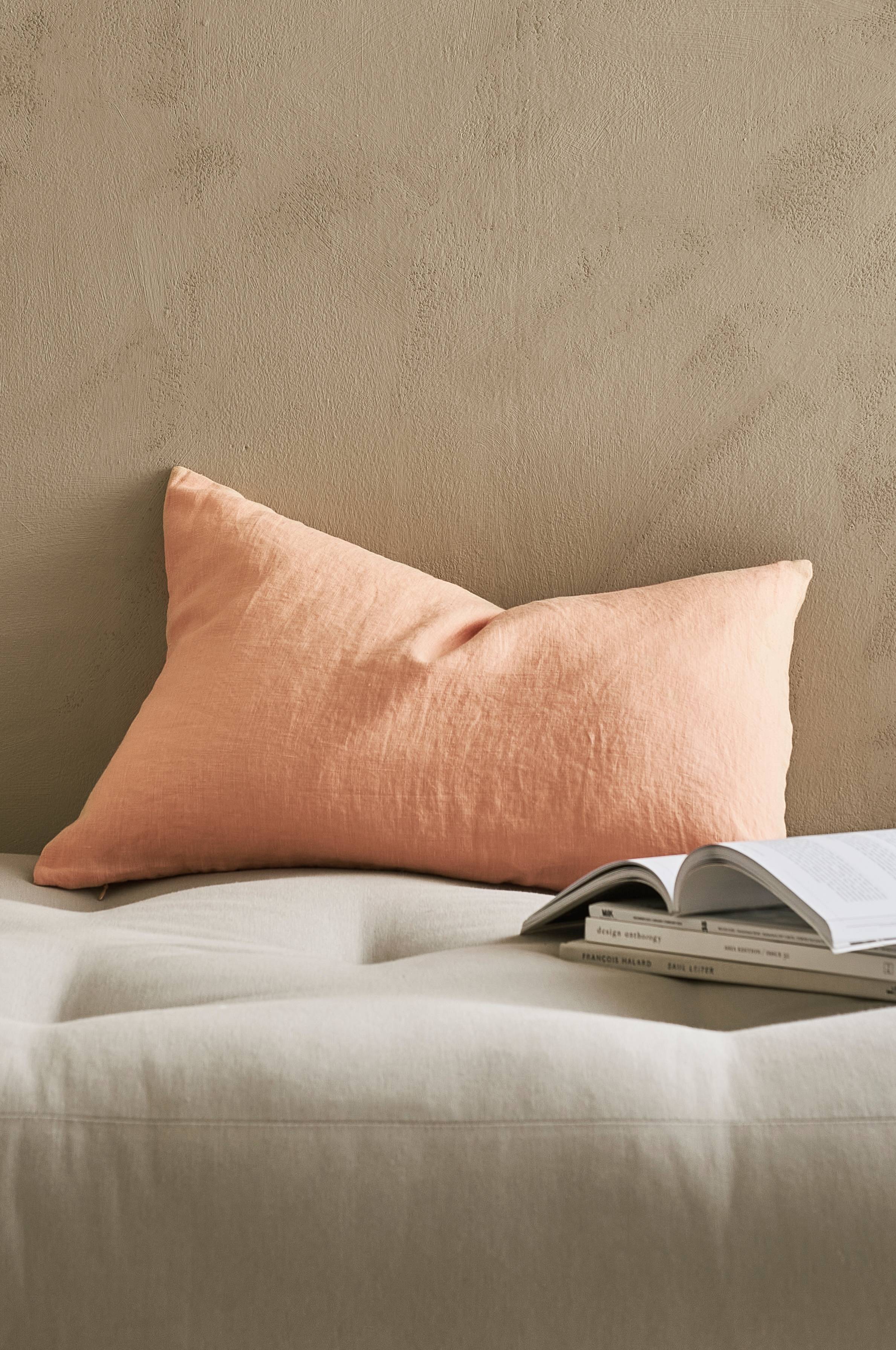 Putetrekk Candice Zip i vasket lin 40x60 cm