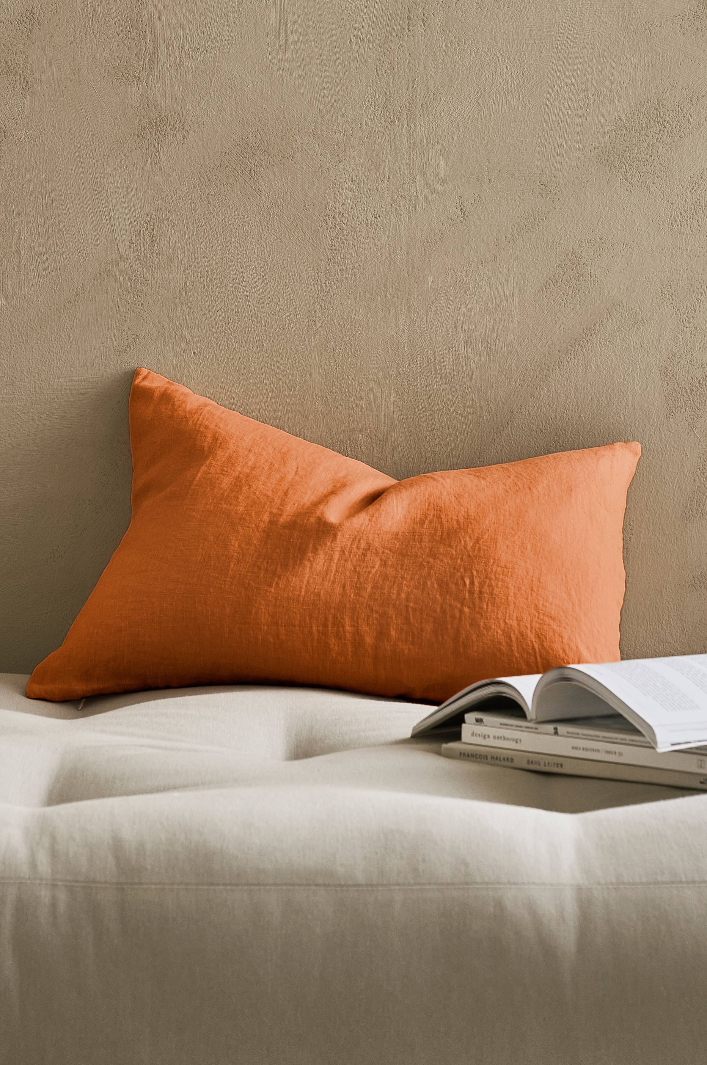 Putetrekk Candice Zip i vasket lin 40x60 cm