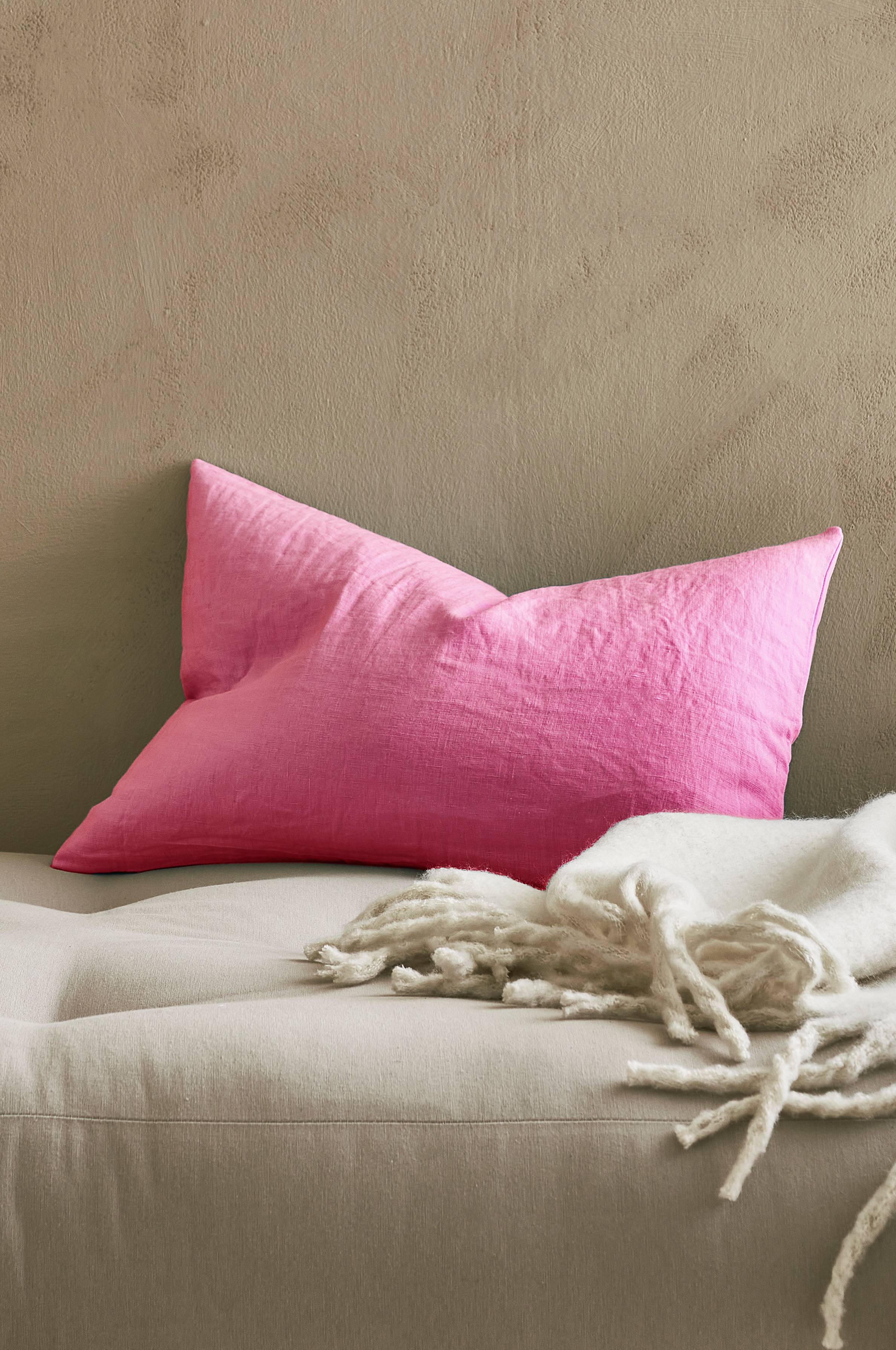Putetrekk Candice Zip i vasket lin 40x60 cm