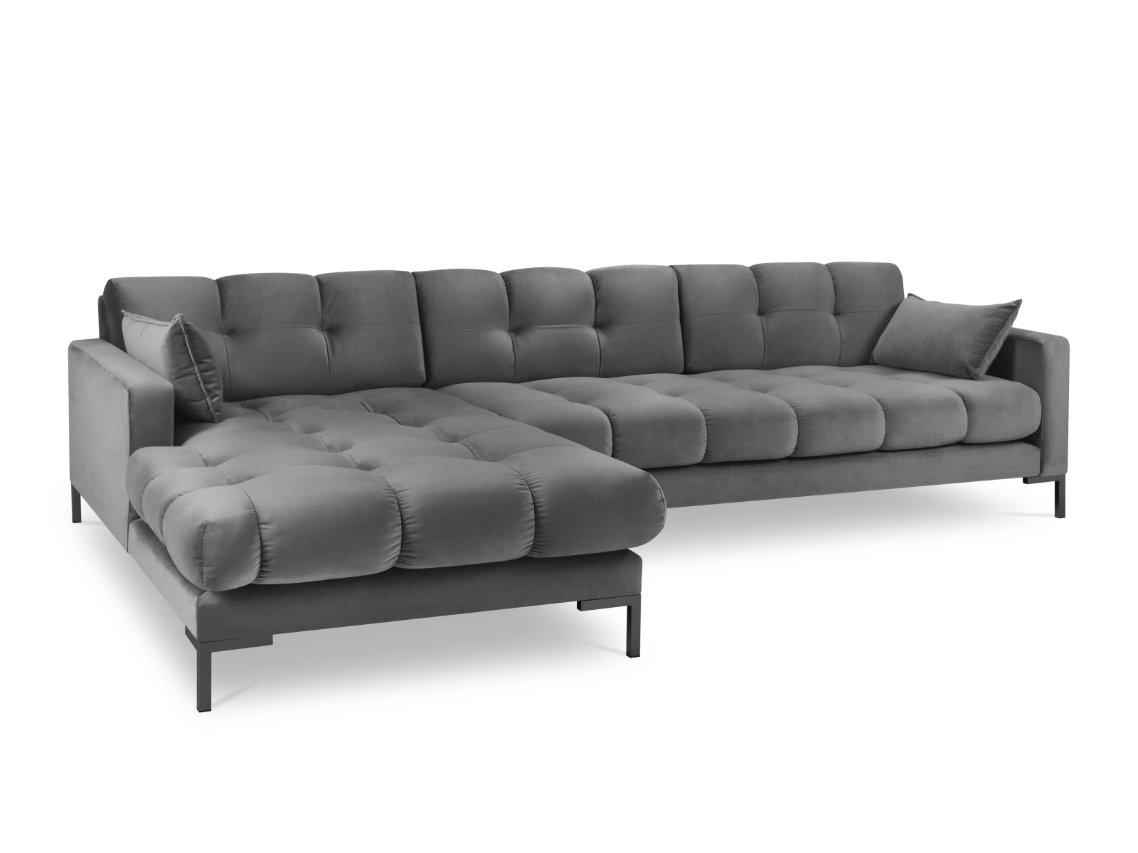 Velvet Left Corner Sofa, "Mamaia", 5 Seats, 293x185x75