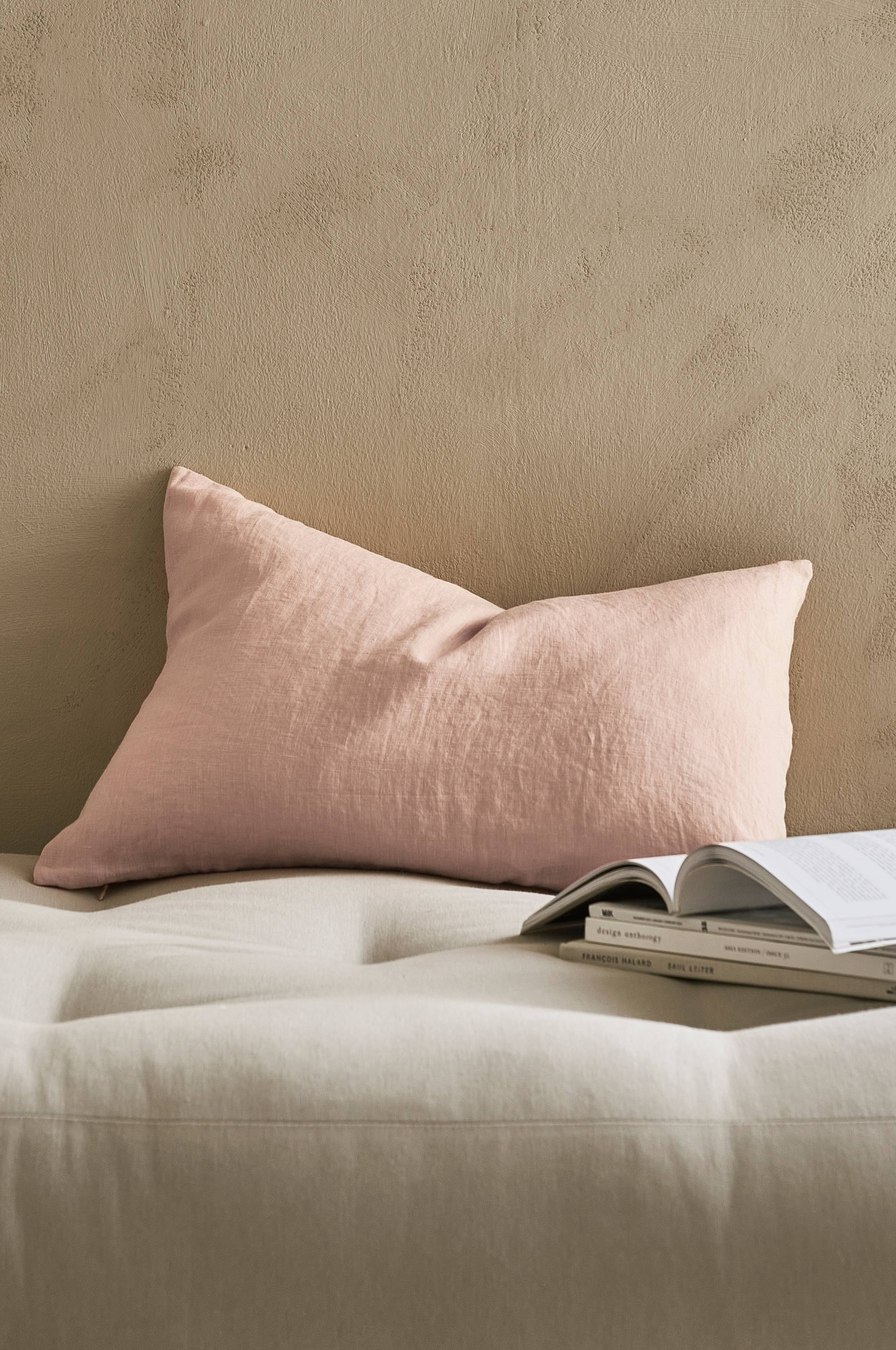 Putetrekk Candice Zip i vasket lin 40x60 cm