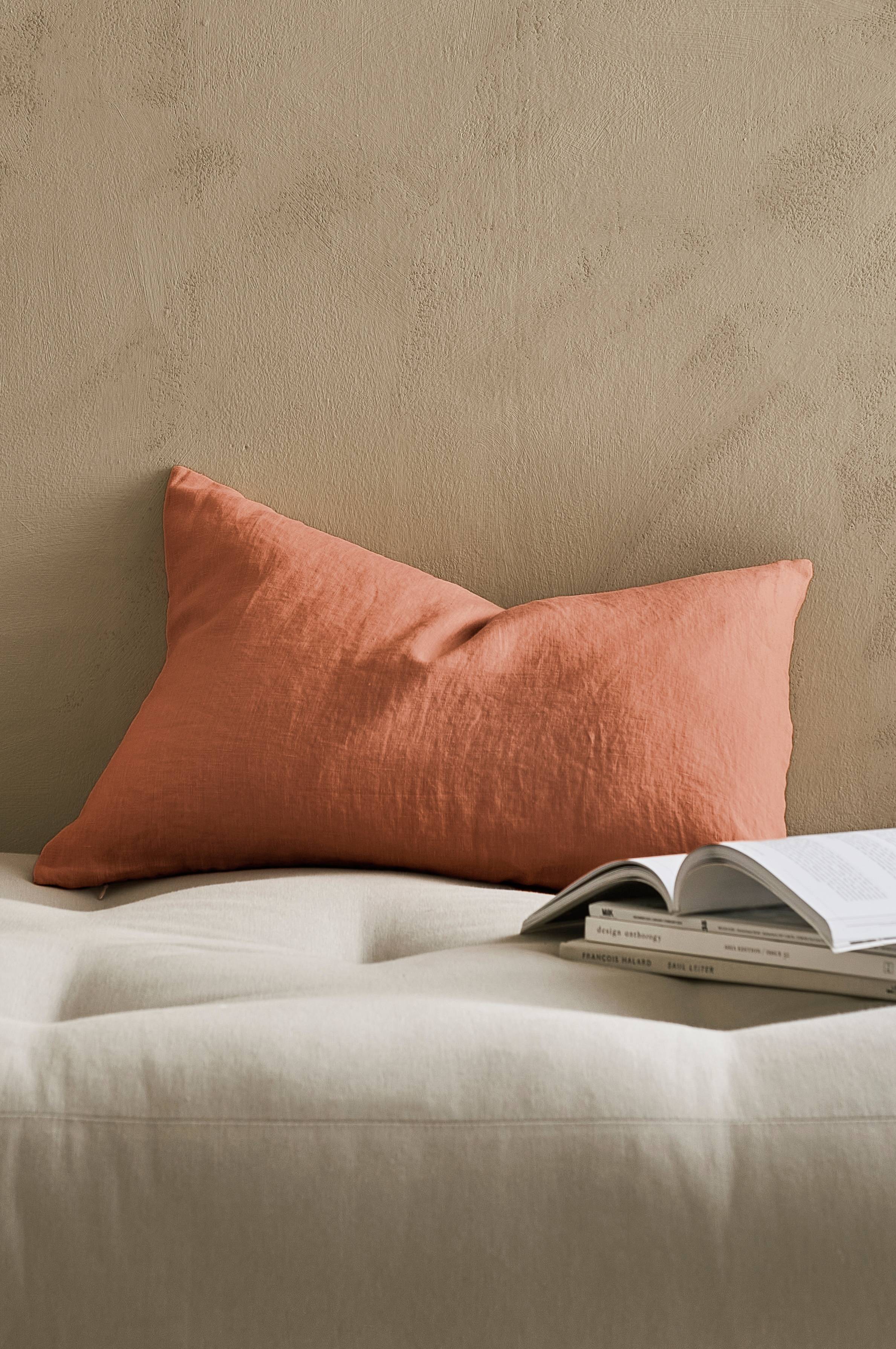 Putetrekk Candice Zip i vasket lin 40x60 cm