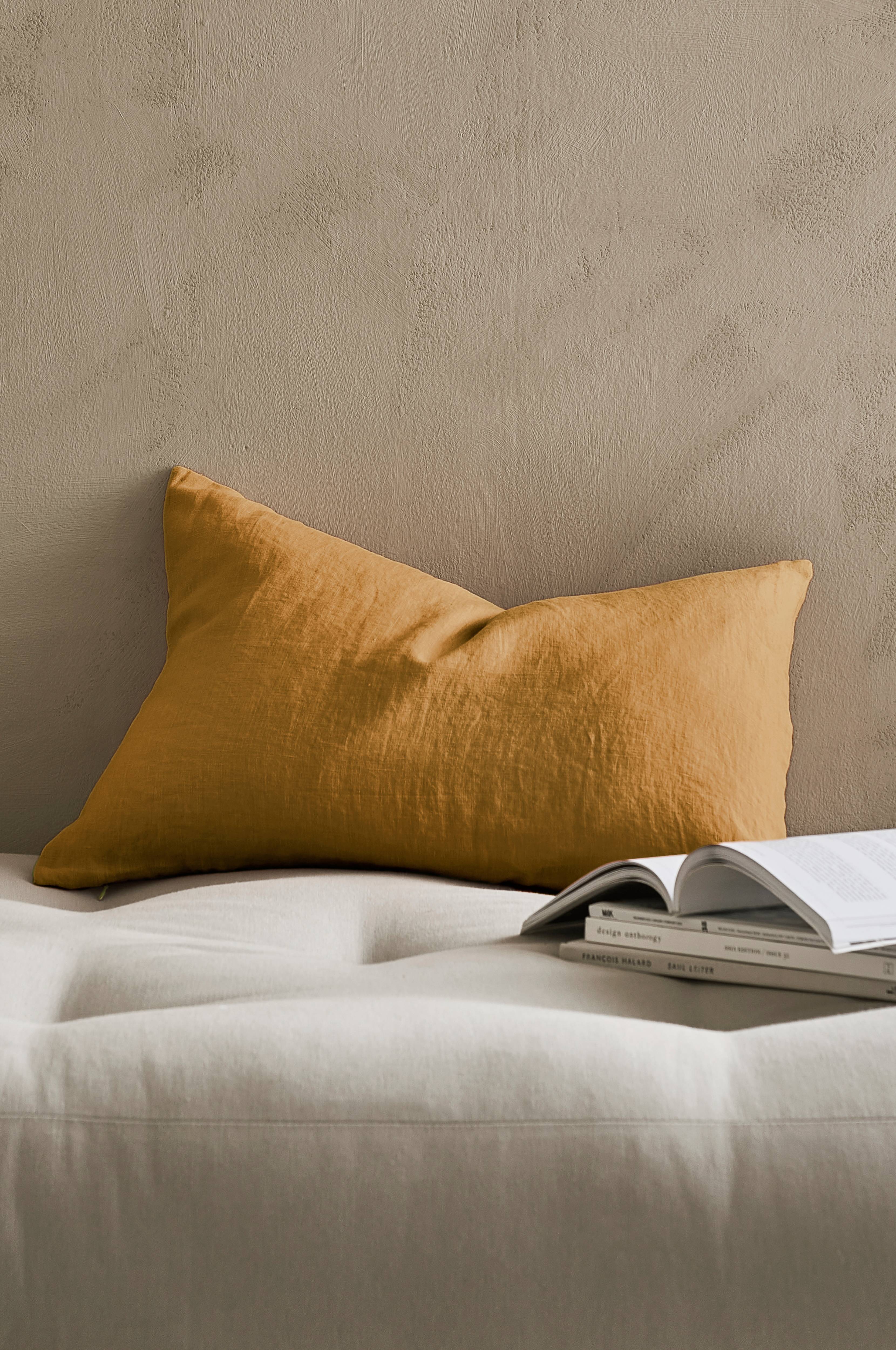 Putetrekk Candice Zip i vasket lin 40x60 cm