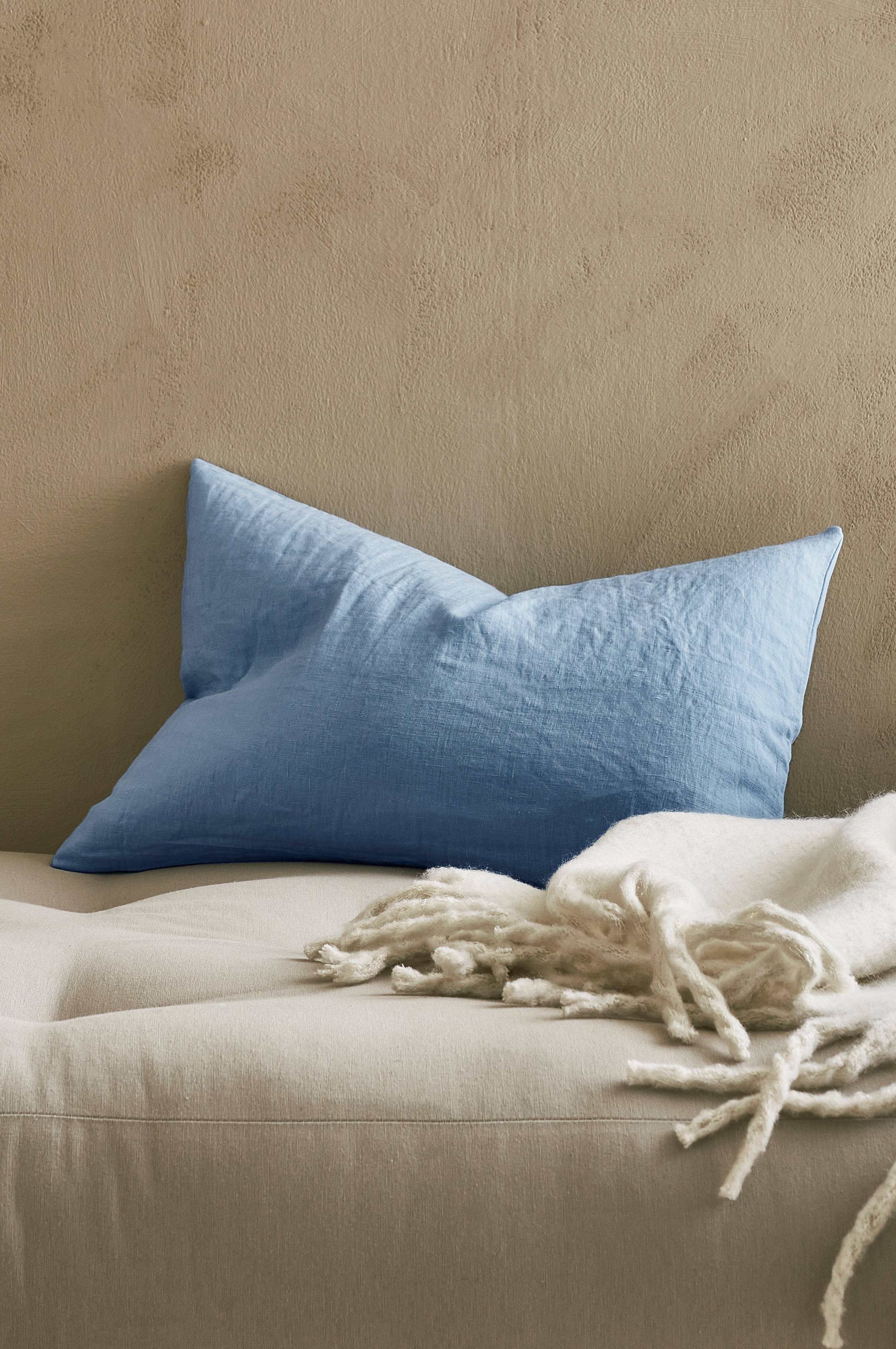 Putetrekk Candice Zip i vasket lin 40x60 cm