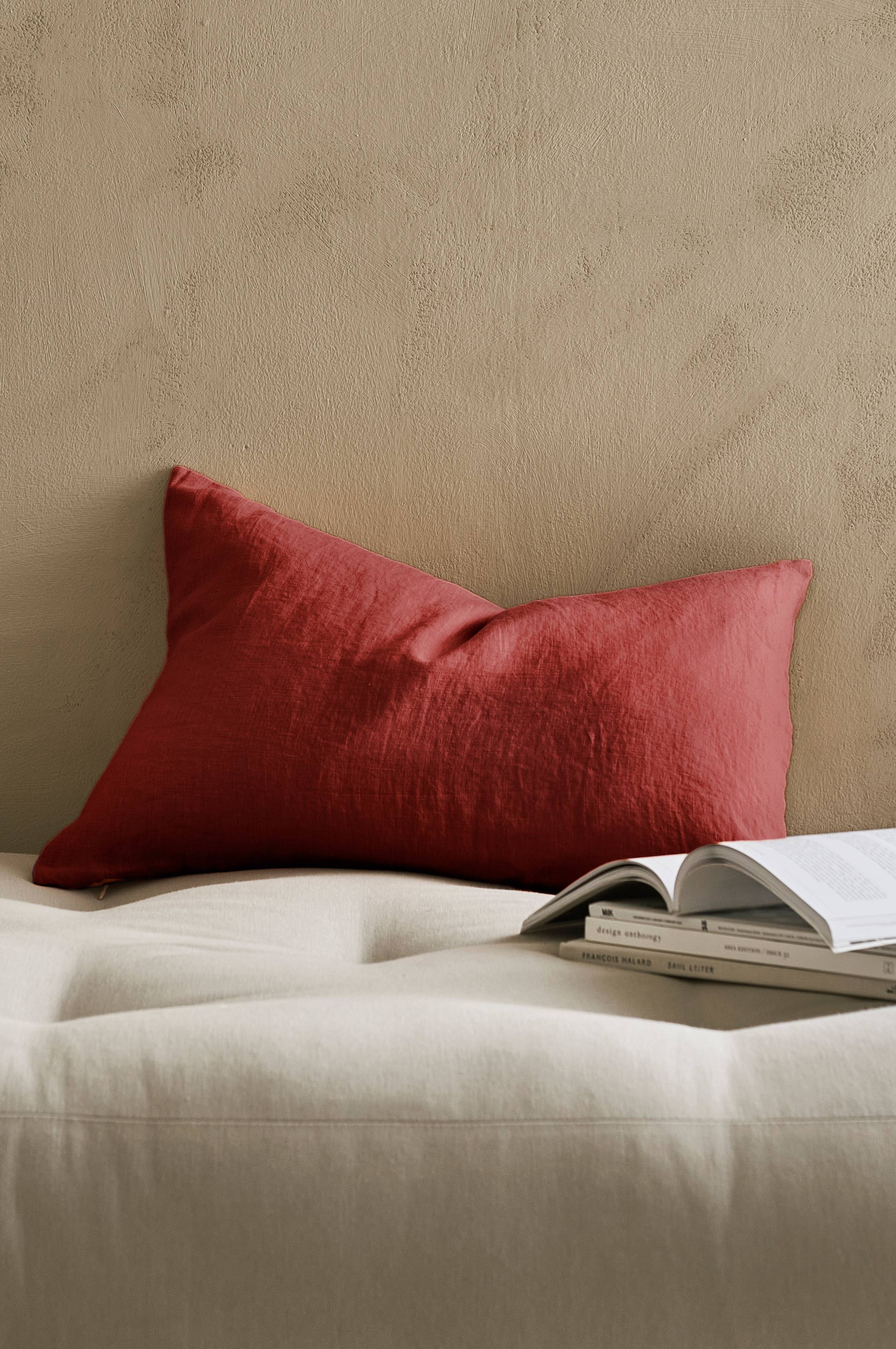 Putetrekk Candice Zip i vasket lin 40x60 cm