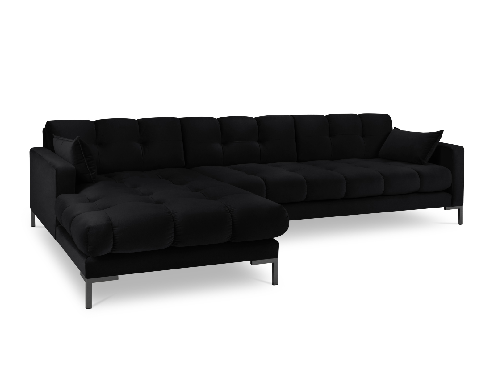 Velvet Left Corner Sofa, "Mamaia", 5 Seats, 293x185x75