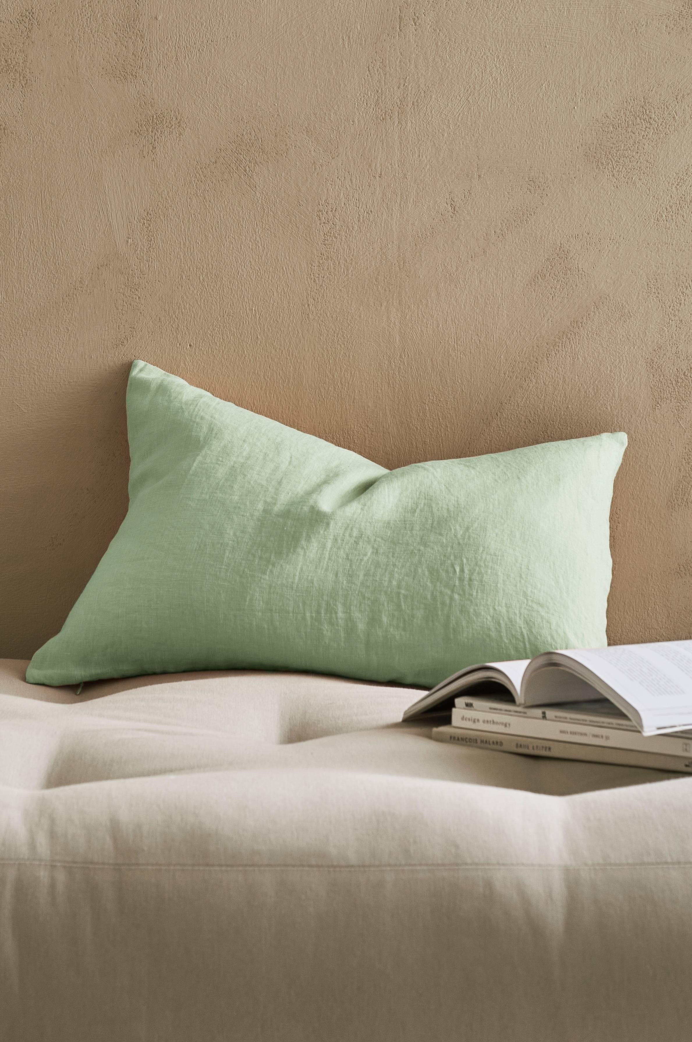 Putetrekk Candice Zip i vasket lin 40x60 cm