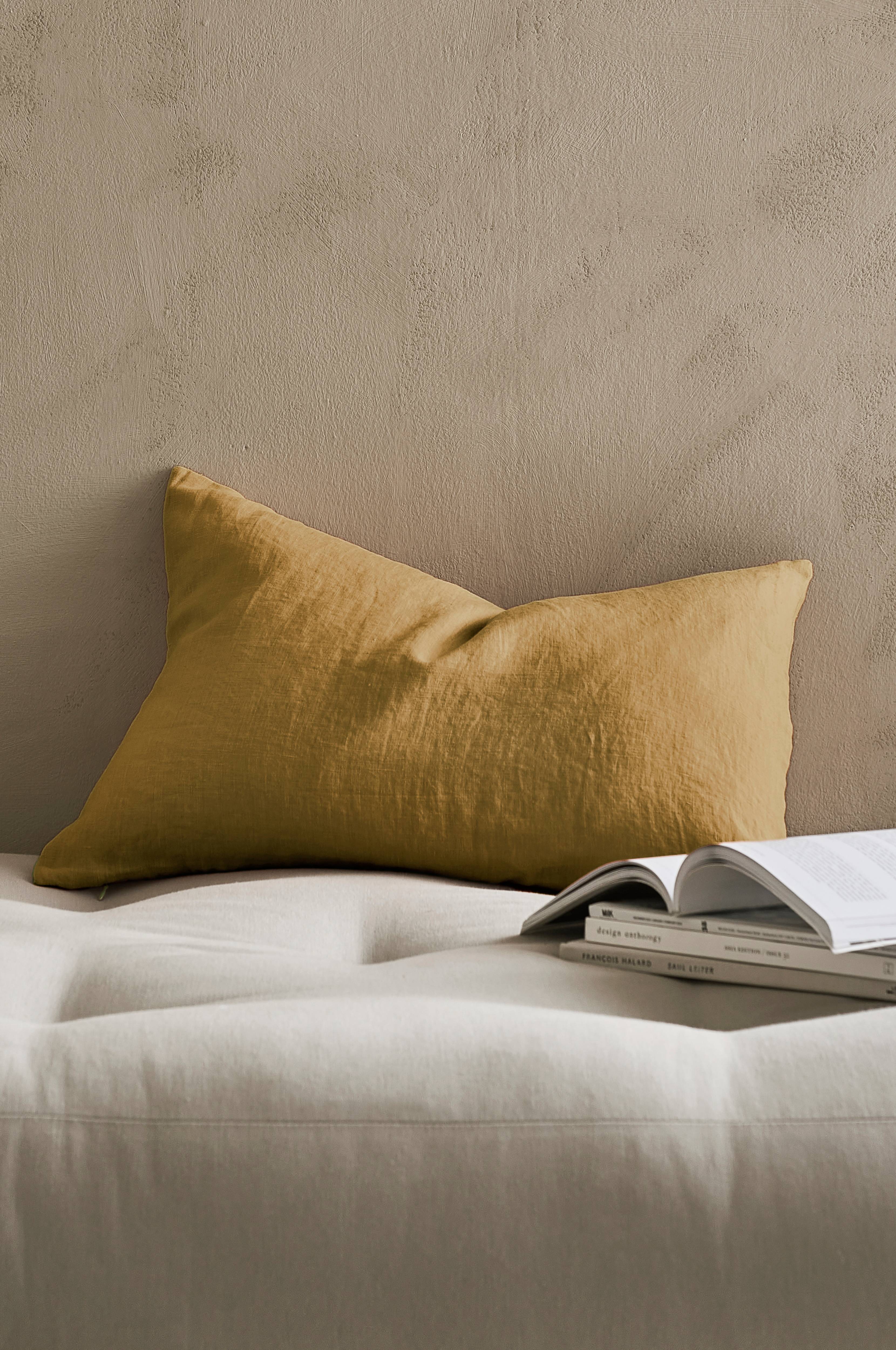 Putetrekk Candice Zip i vasket lin 40x60 cm