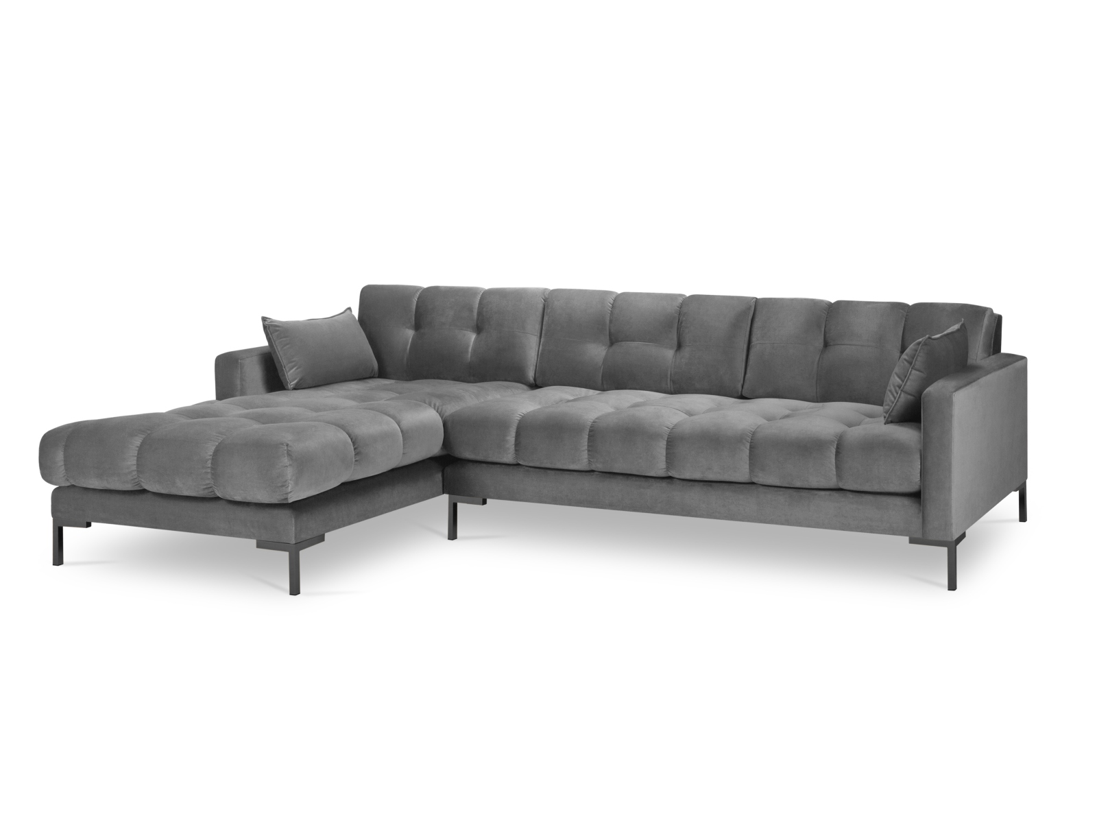 Velvet Left Corner Sofa, "Mamaia", 5 Seats, 293x185x75