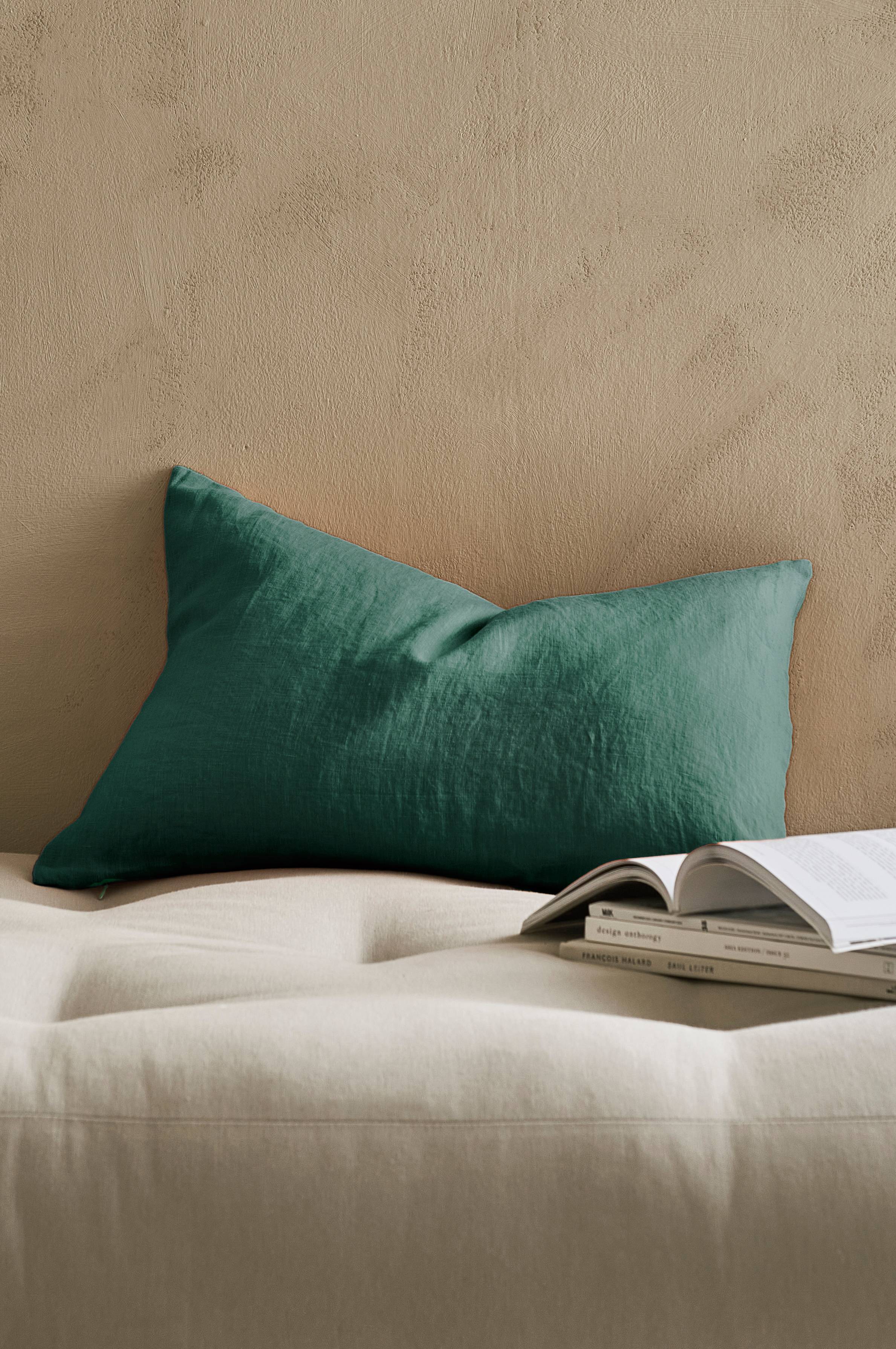 Putetrekk Candice Zip i vasket lin 40x60 cm