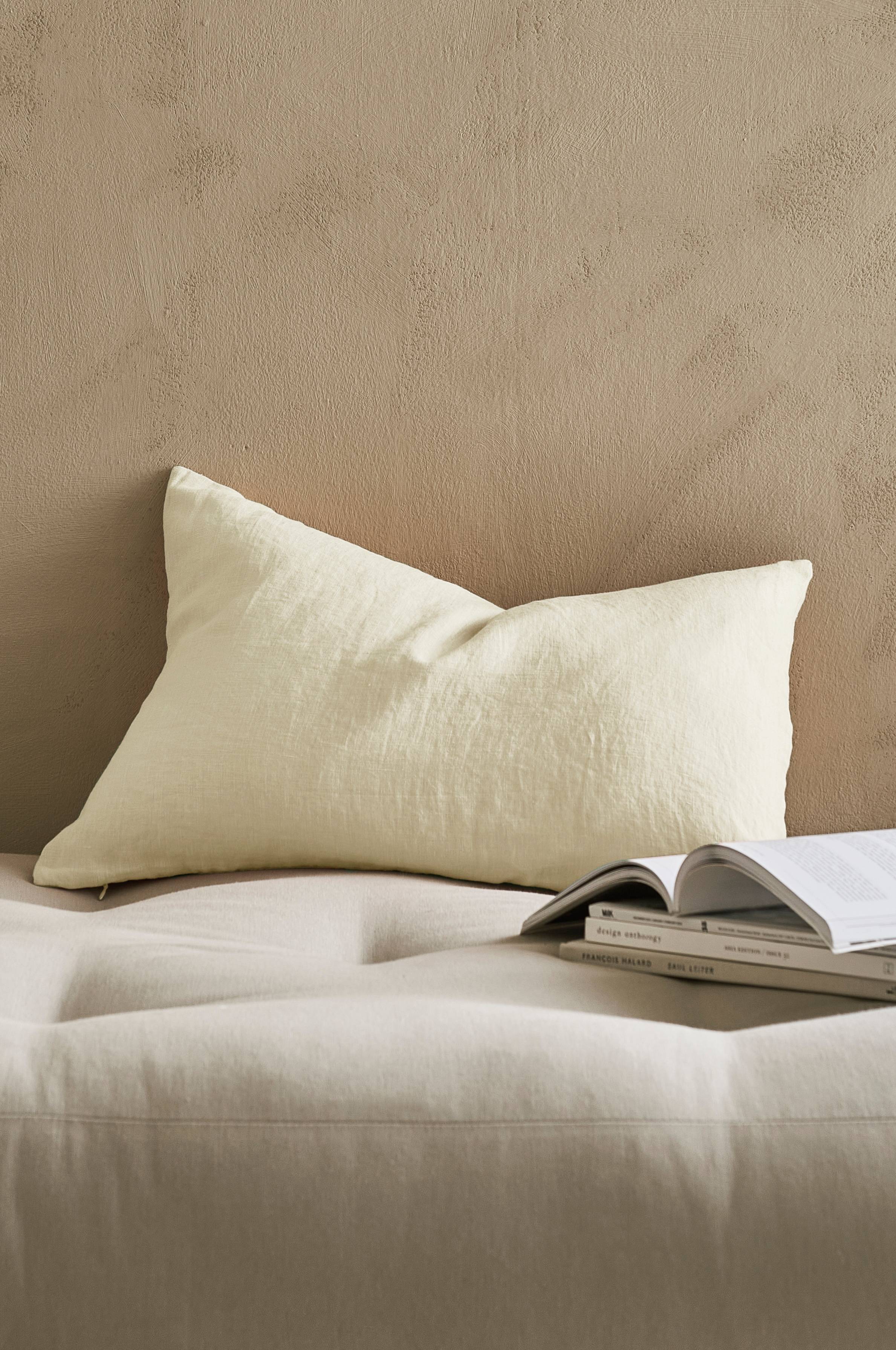 Putetrekk Candice Zip i vasket lin 40x60 cm