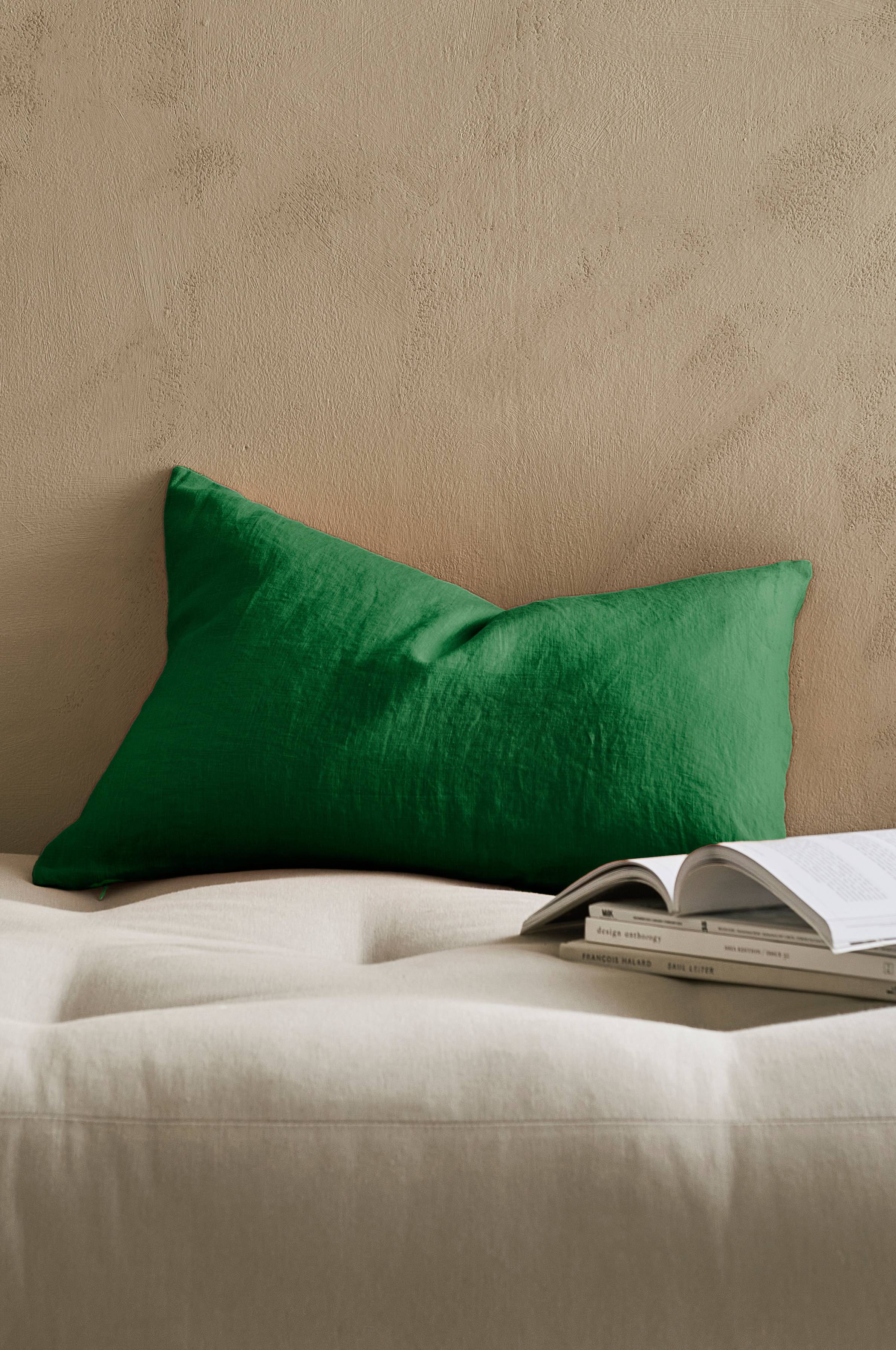 Putetrekk Candice Zip i vasket lin 40x60 cm
