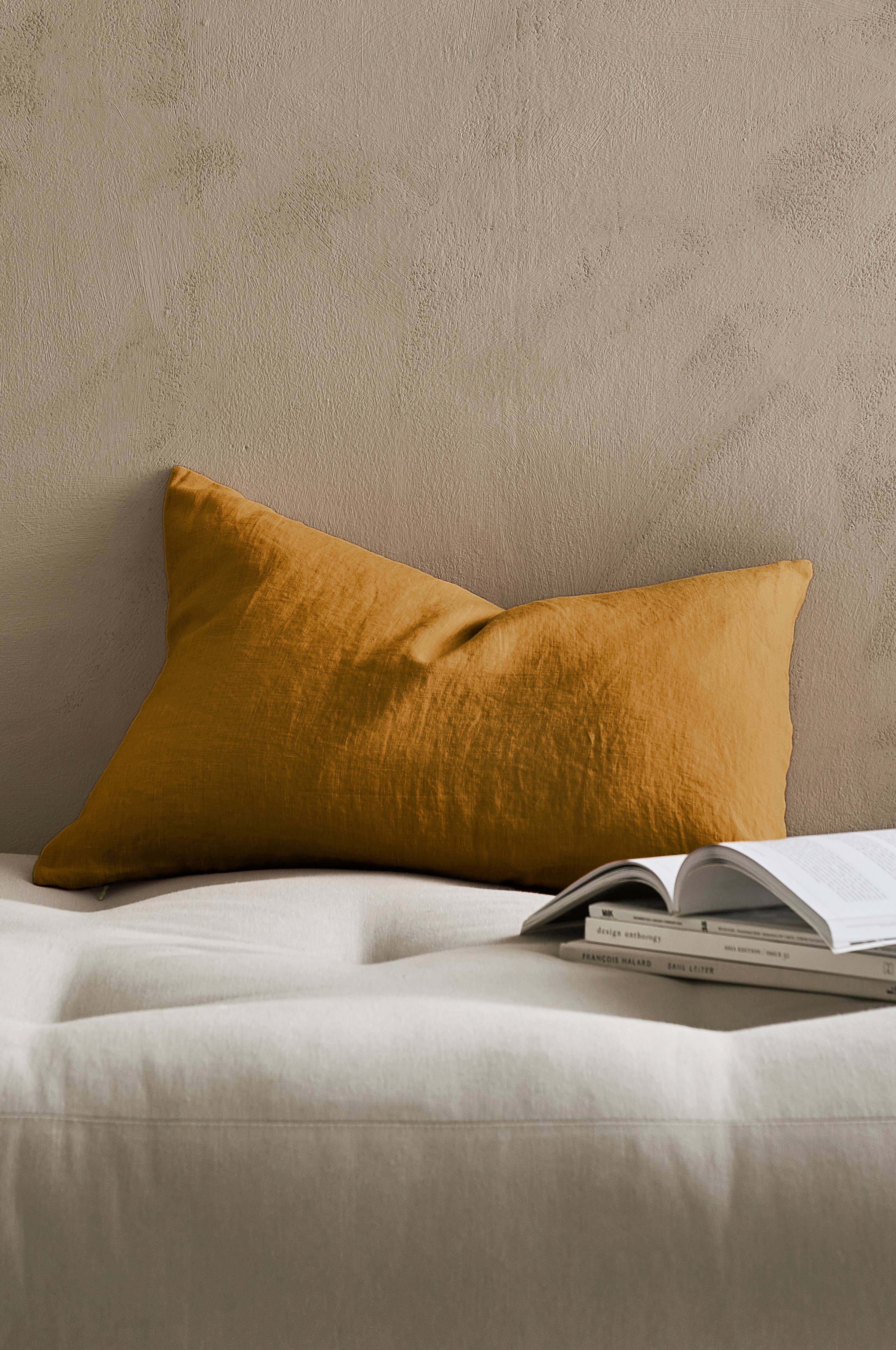 Putetrekk Candice Zip i vasket lin 40x60 cm