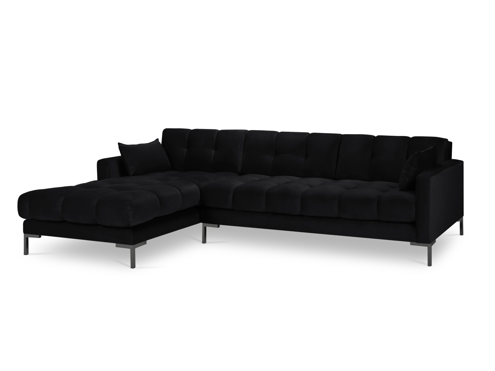 Velvet Left Corner Sofa, "Mamaia", 5 Seats, 293x185x75