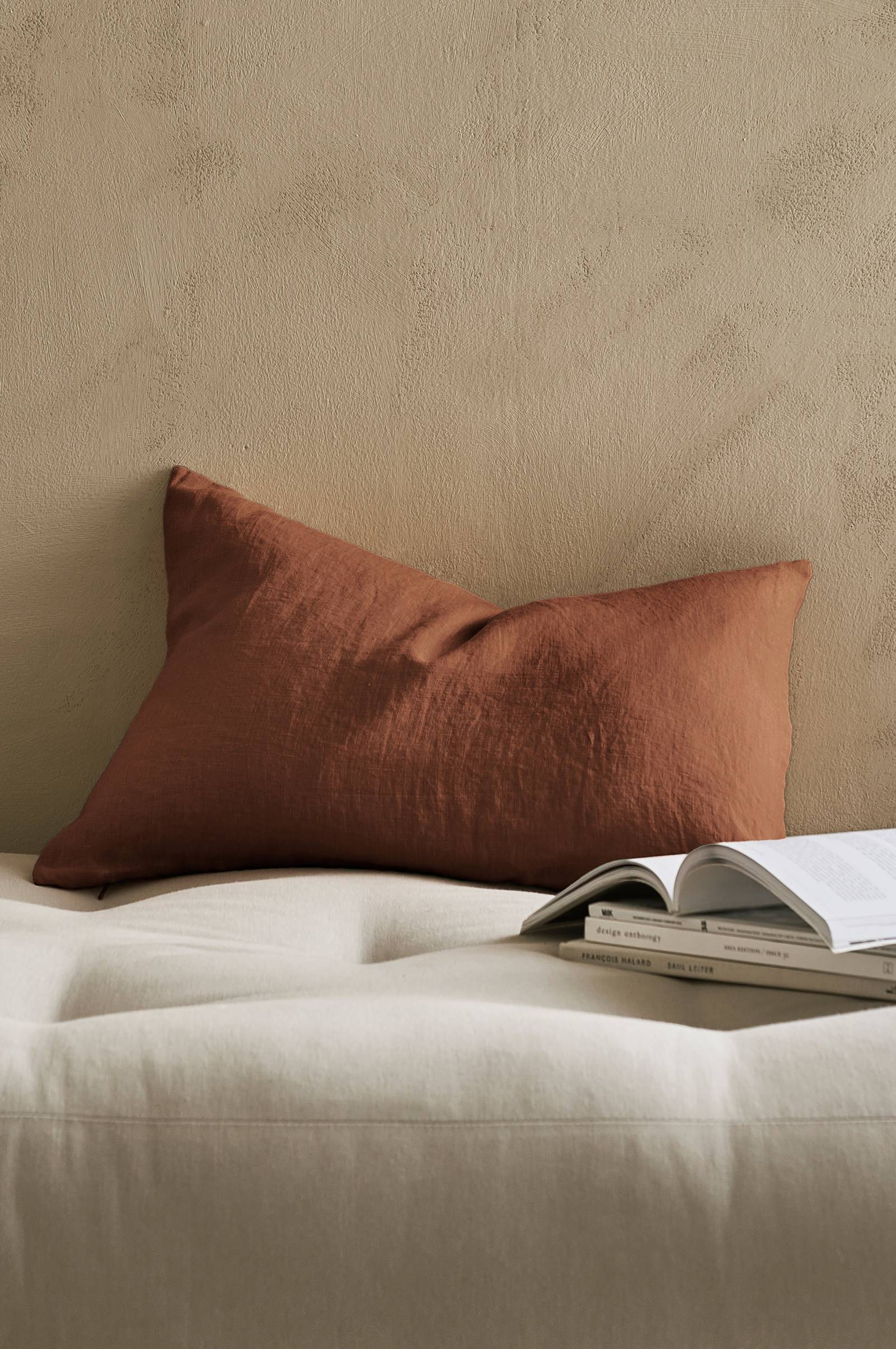 Putetrekk Candice Zip i vasket lin 40x60 cm