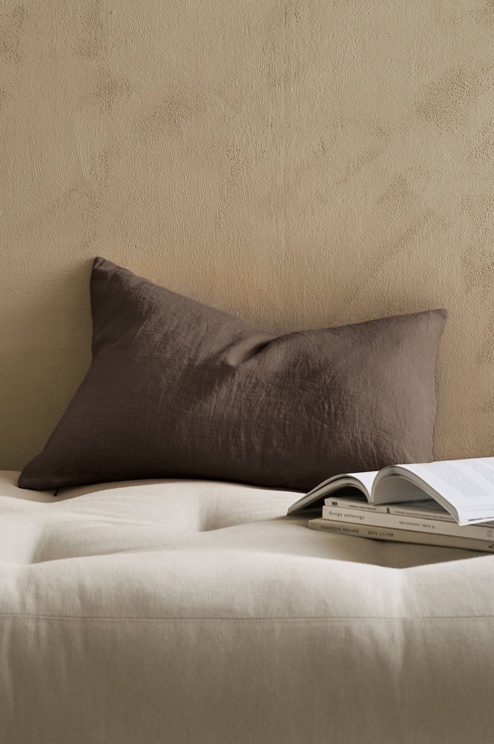 Putetrekk Candice Zip i vasket lin 40x60 cm