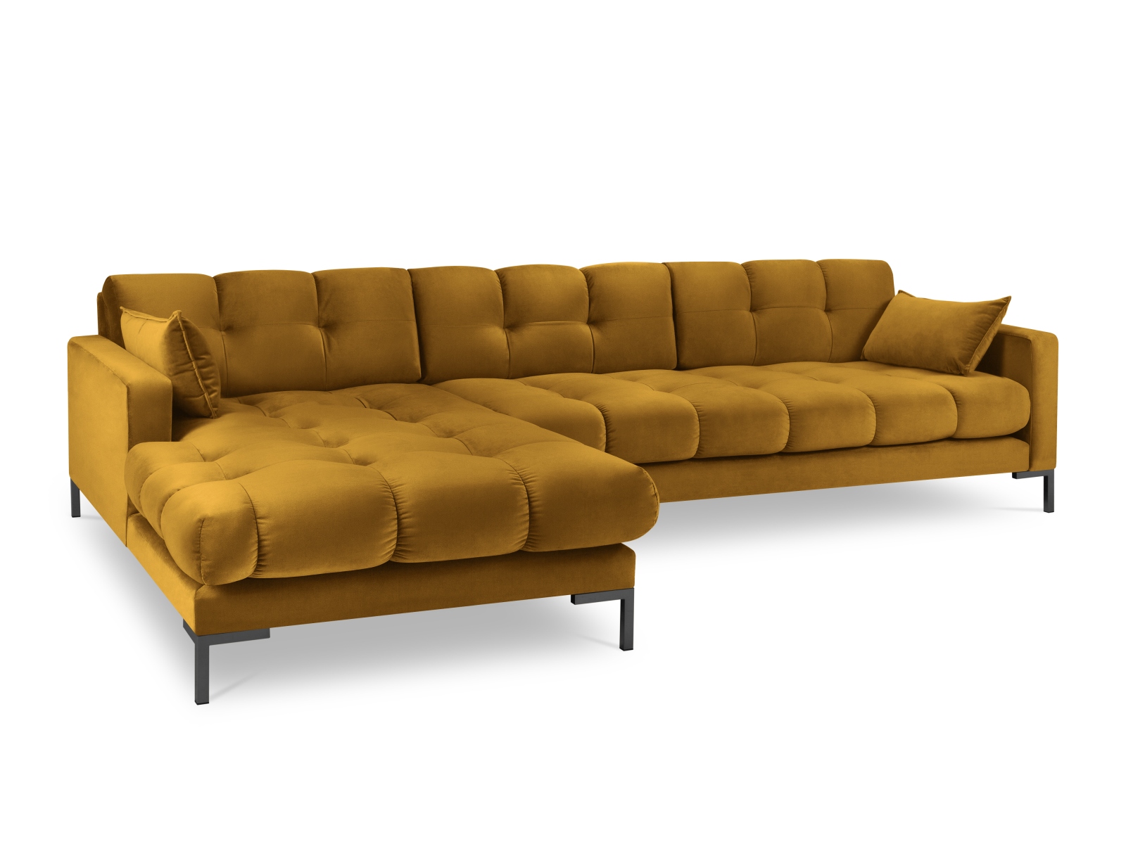 Velvet Left Corner Sofa, "Mamaia", 5 Seats, 293x185x75