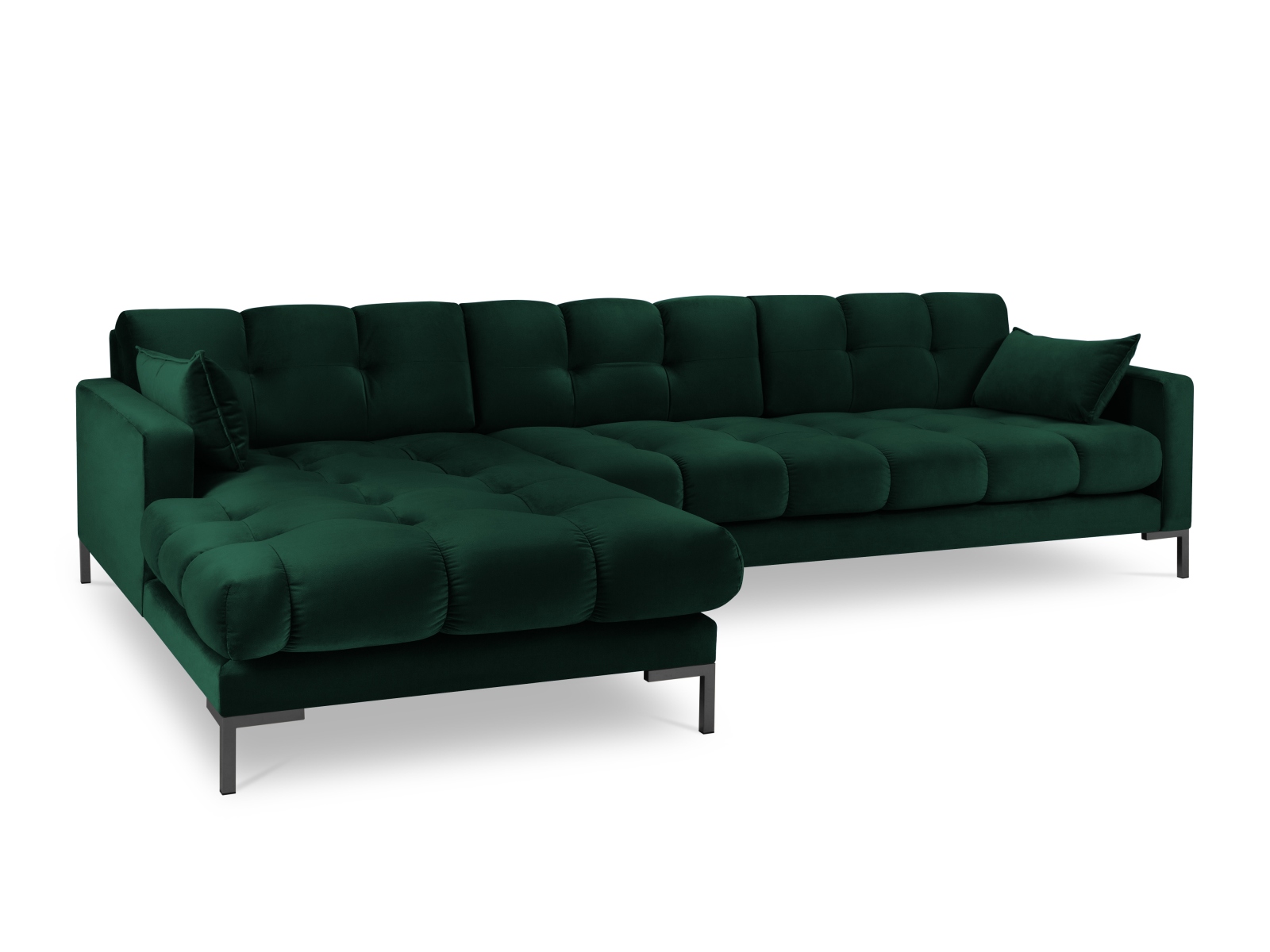 Velvet Left Corner Sofa, "Mamaia", 5 Seats, 293x185x75