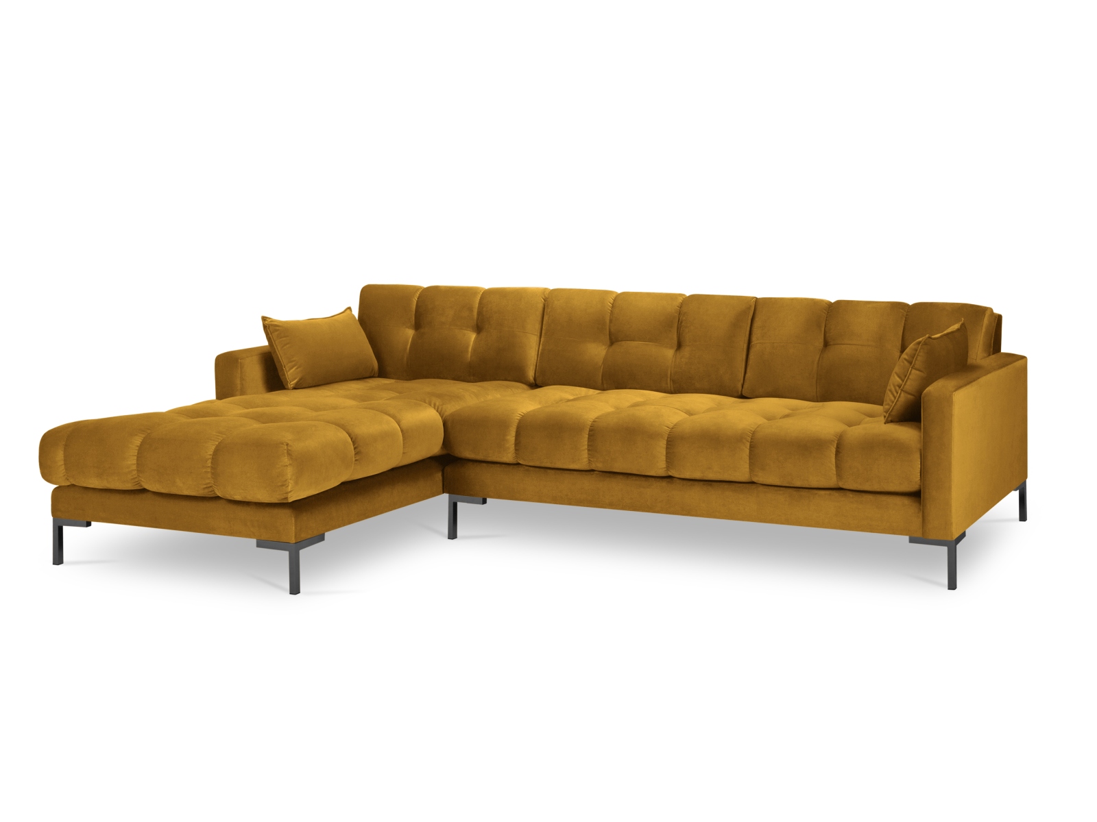 Velvet Left Corner Sofa, "Mamaia", 5 Seats, 293x185x75