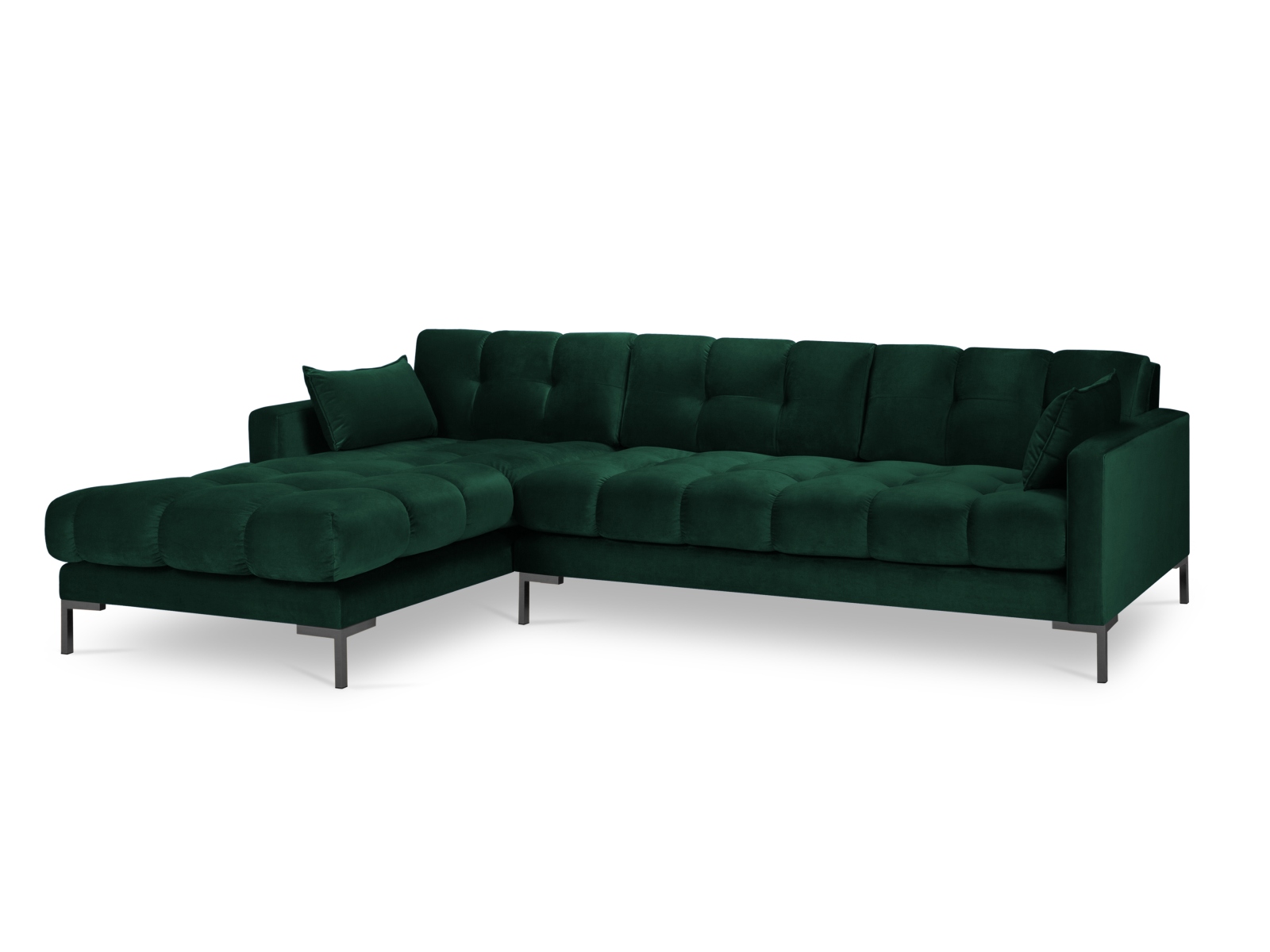 Velvet Left Corner Sofa, "Mamaia", 5 Seats, 293x185x75