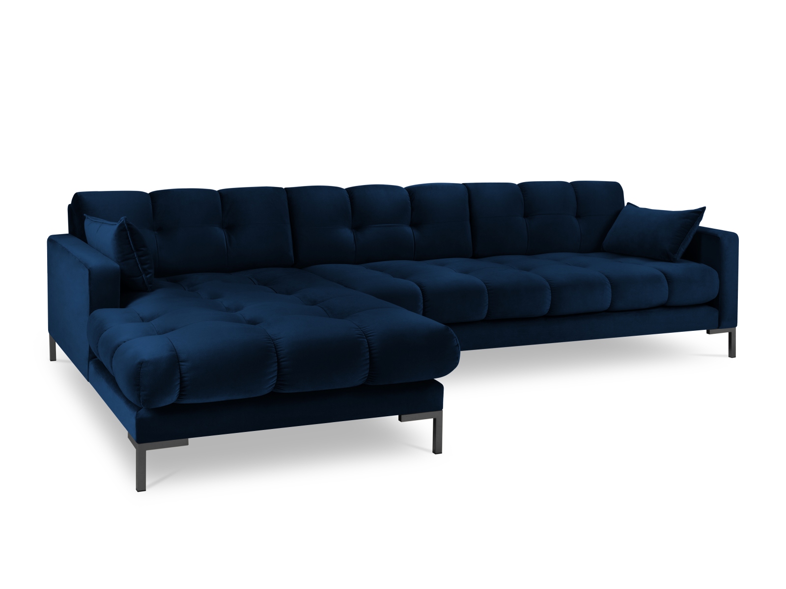 Velvet Left Corner Sofa, "Mamaia", 5 Seats, 293x185x75