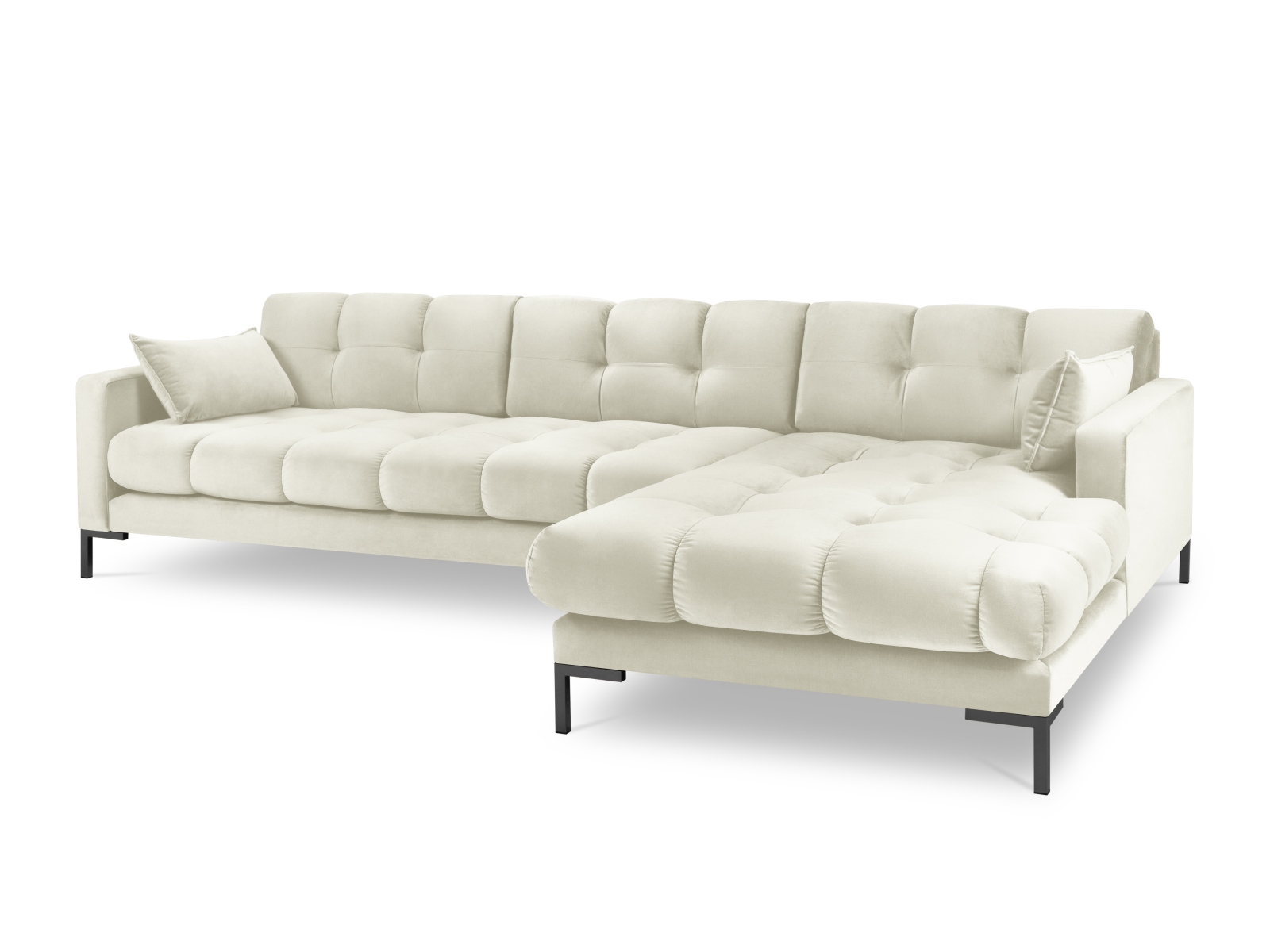 Velvet Right Corner Sofa, "Mamaia", 5 Seats, 293x185x75