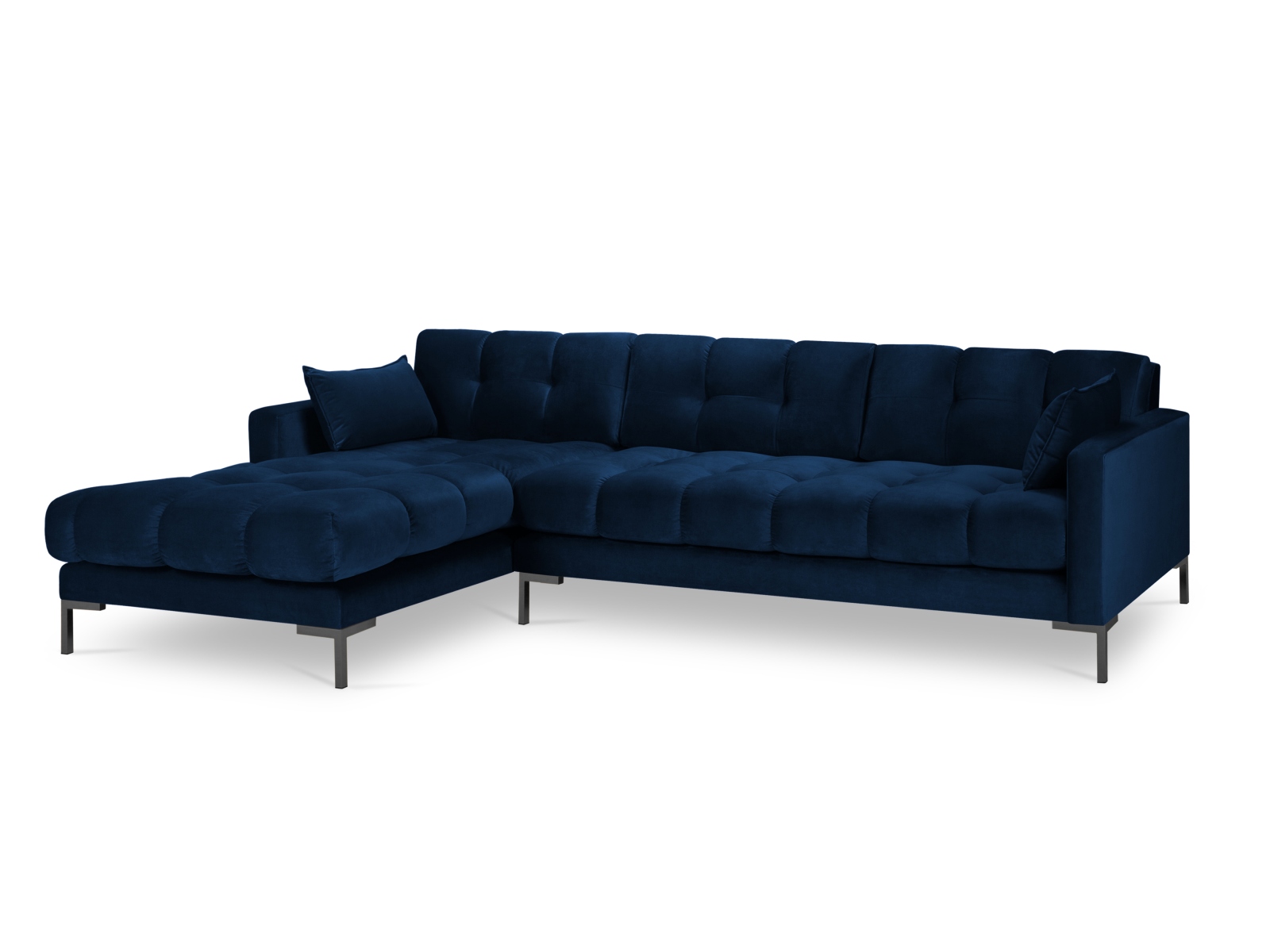 Velvet Left Corner Sofa, "Mamaia", 5 Seats, 293x185x75
