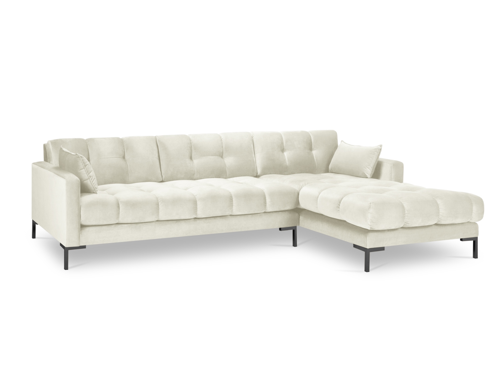 Velvet Right Corner Sofa, "Mamaia", 5 Seats, 293x185x75