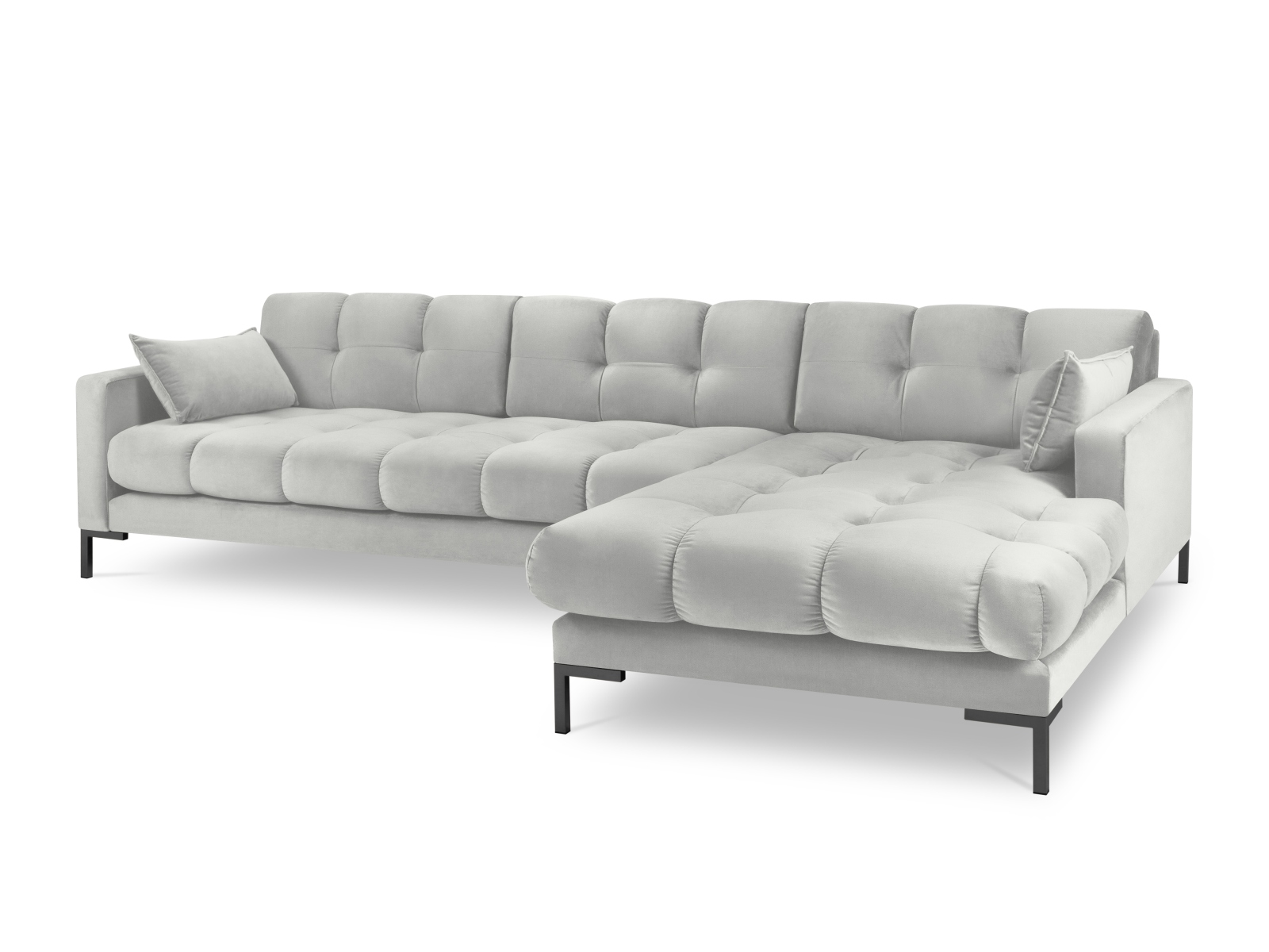 Velvet Right Corner Sofa, "Mamaia", 5 Seats, 293x185x75