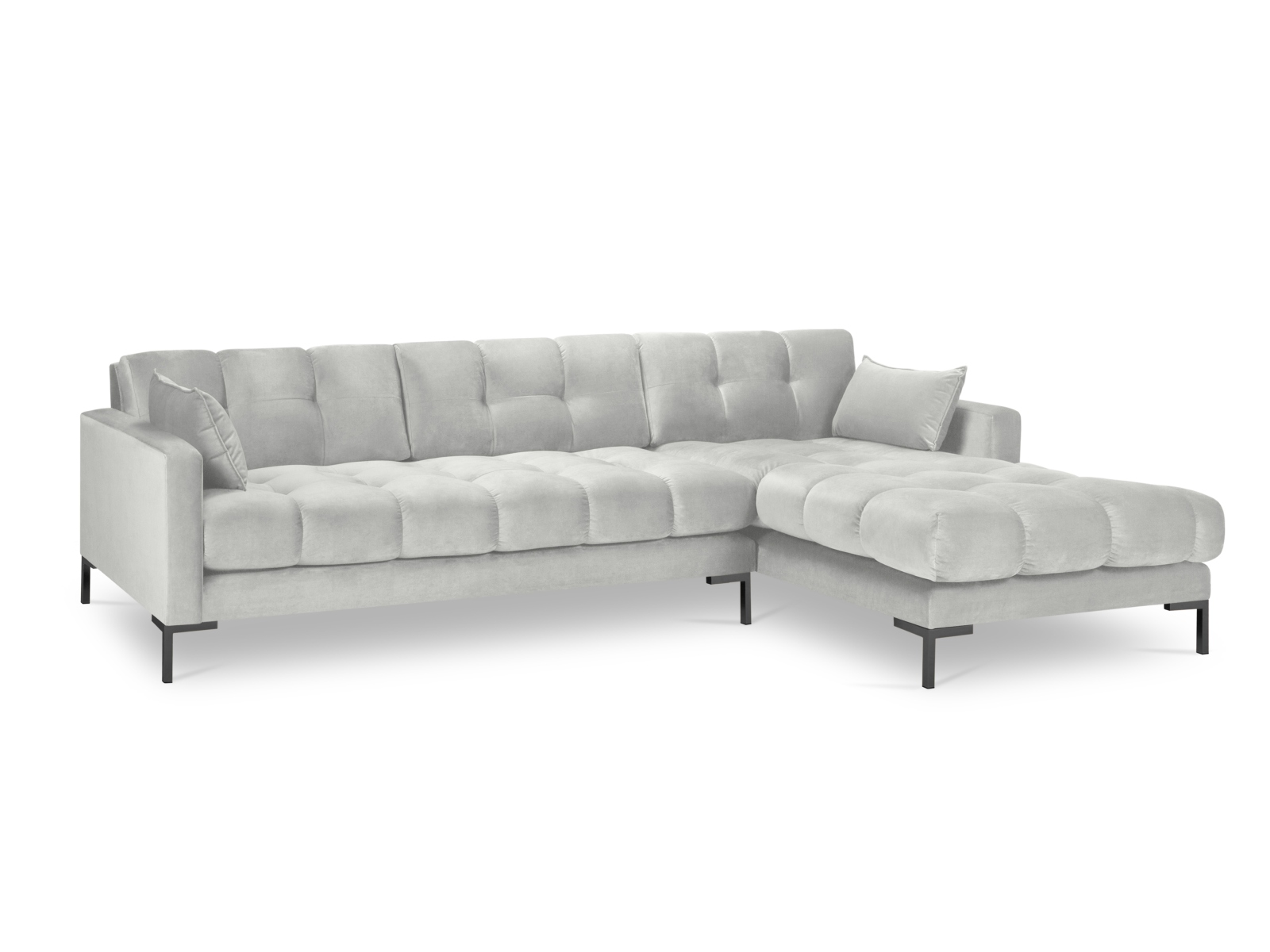 Velvet Right Corner Sofa, "Mamaia", 5 Seats, 293x185x75