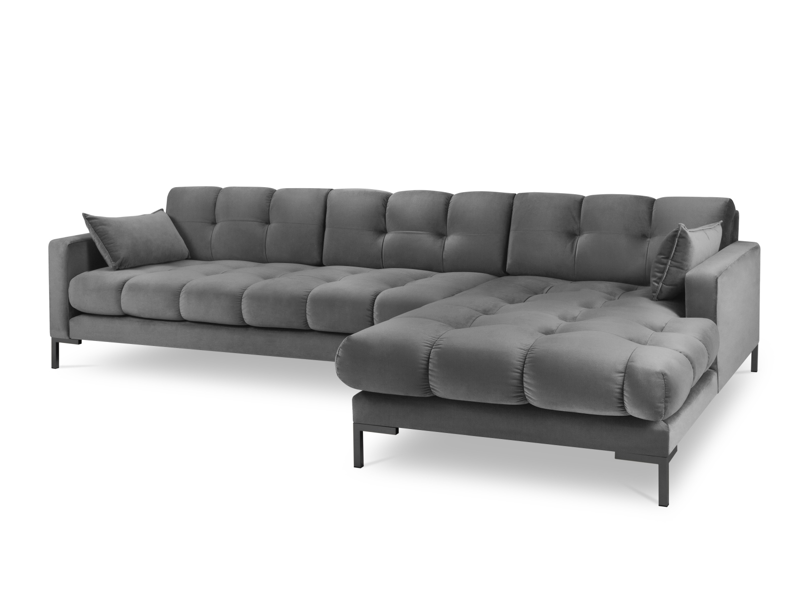 Velvet Right Corner Sofa, "Mamaia", 5 Seats, 293x185x75