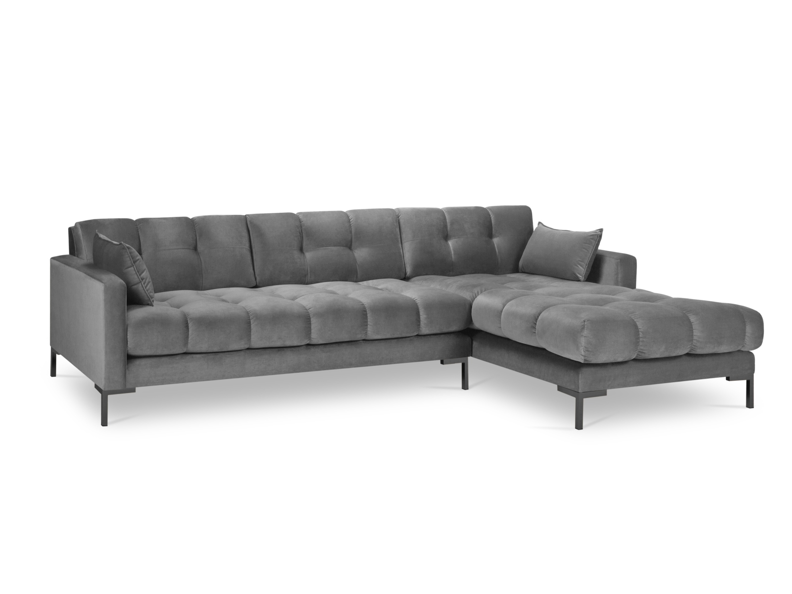 Velvet Right Corner Sofa, "Mamaia", 5 Seats, 293x185x75