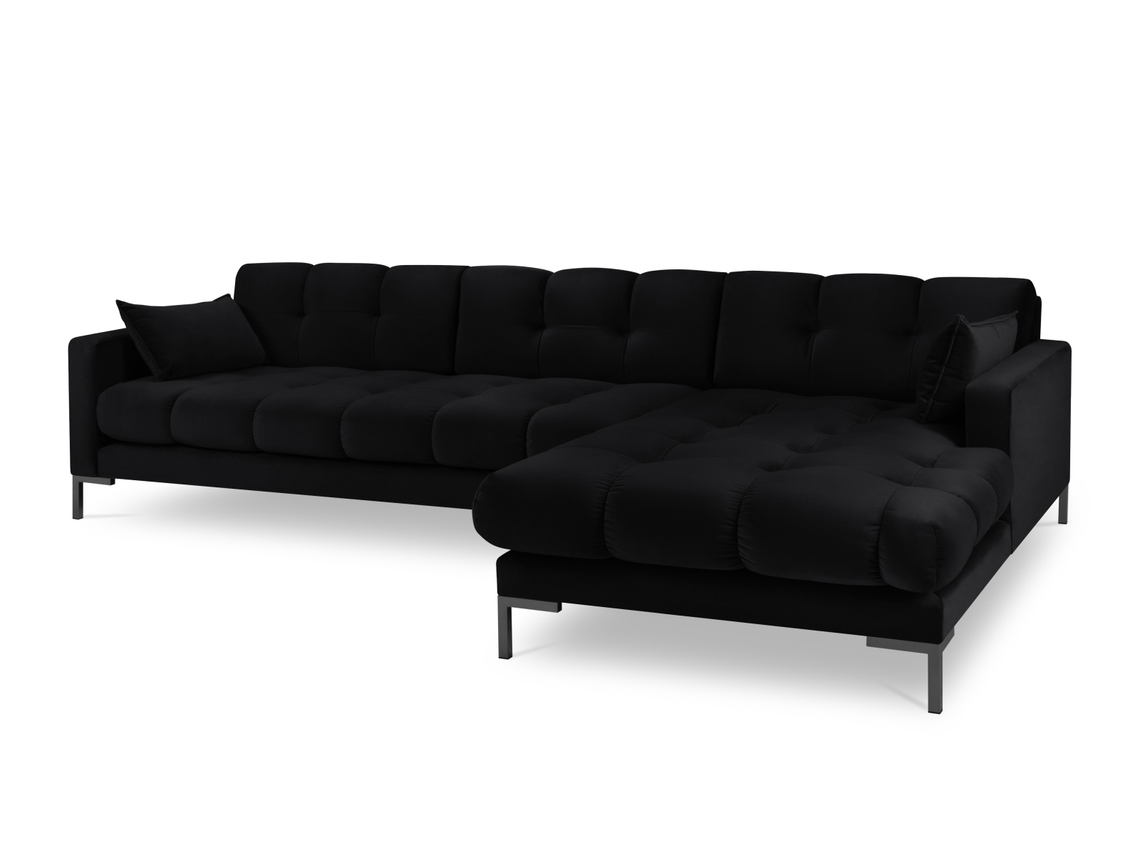 Velvet Right Corner Sofa, "Mamaia", 5 Seats, 293x185x75