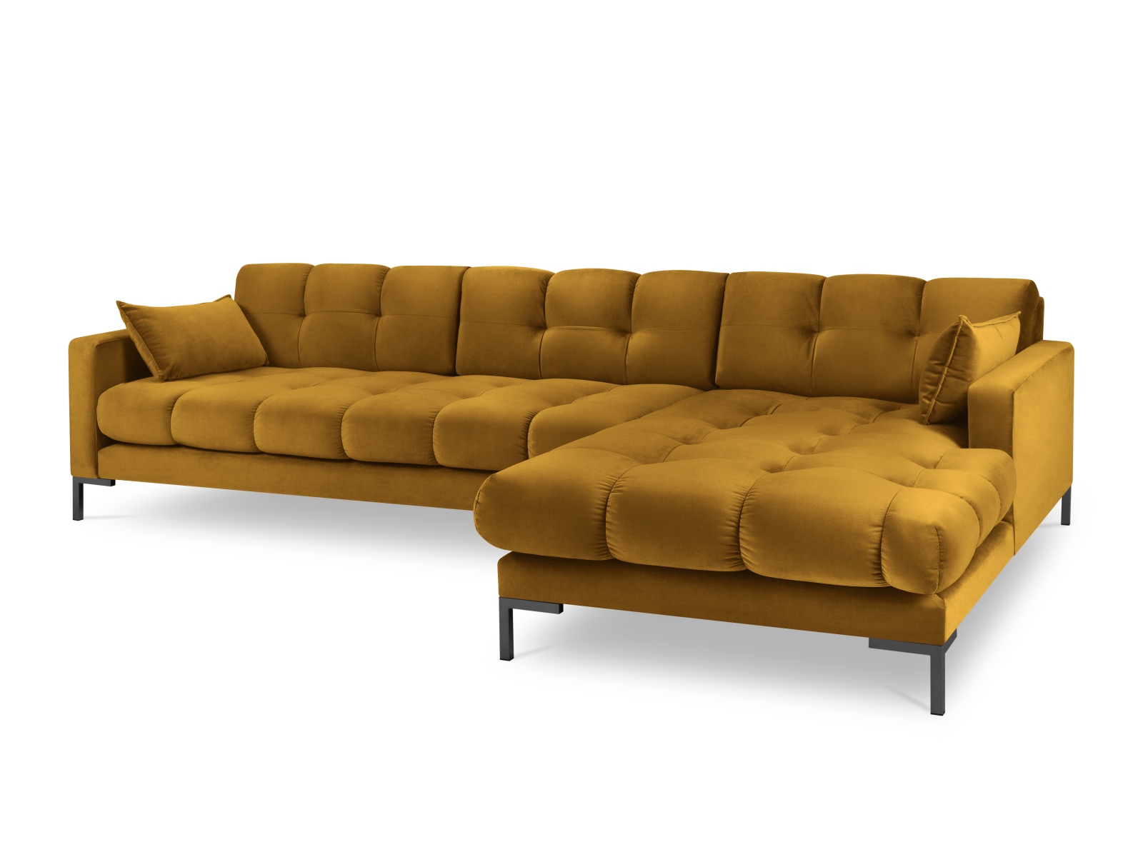 Velvet Right Corner Sofa, "Mamaia", 5 Seats, 293x185x75
