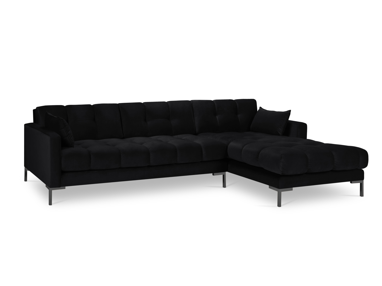 Velvet Right Corner Sofa, "Mamaia", 5 Seats, 293x185x75